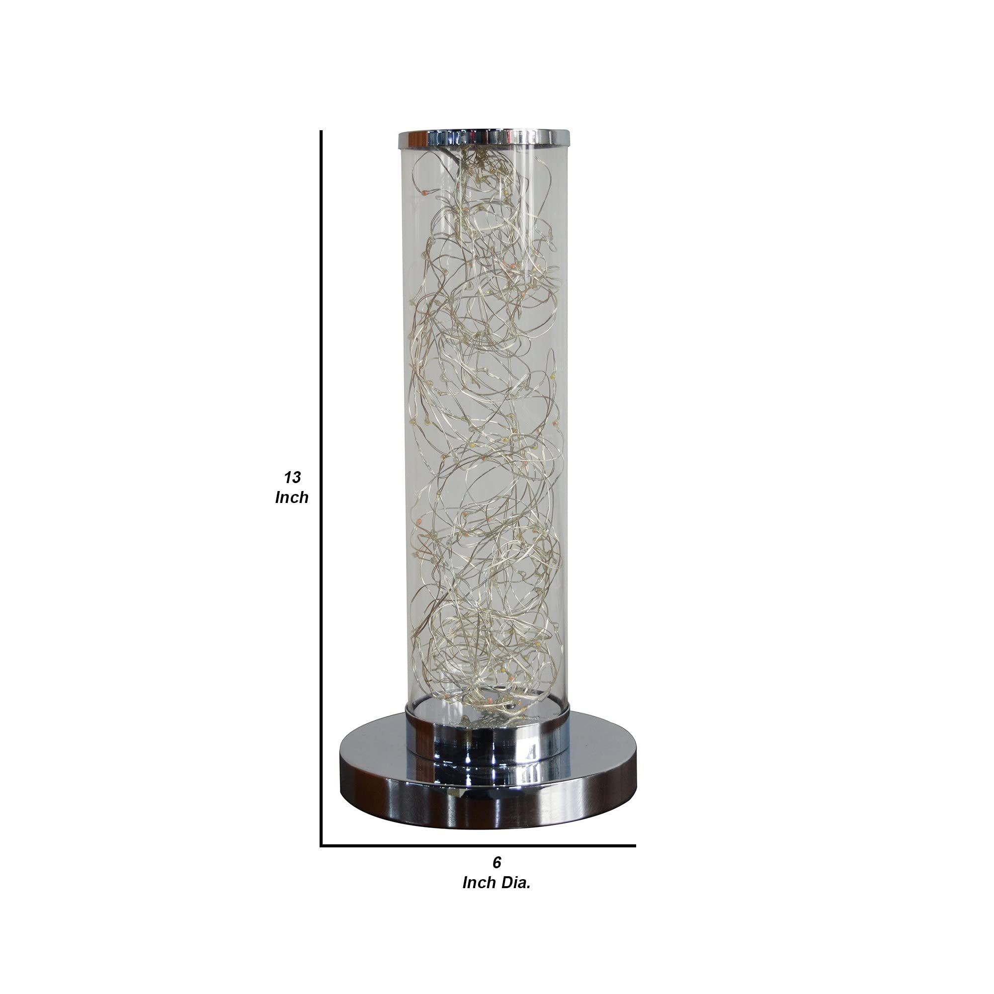 Benzara Bm240870 13 X 6 X 6 In. Column Table Lamp With Integrated Multicolored Led Clear