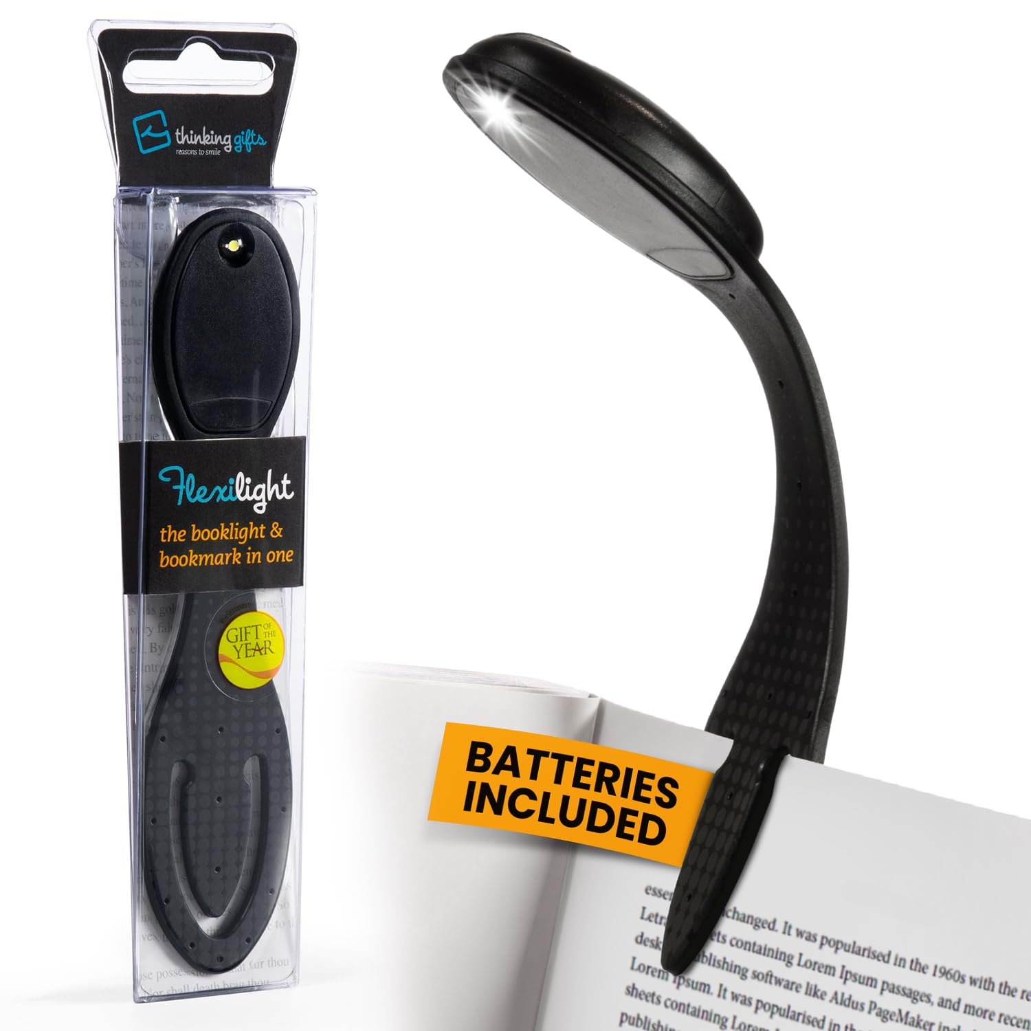 Gifts for Readers & Writers Flexilight Reading Light - LED Clip-On Bookmark Lamp, Black, Model 2, Ideal for Children and mature-themeds