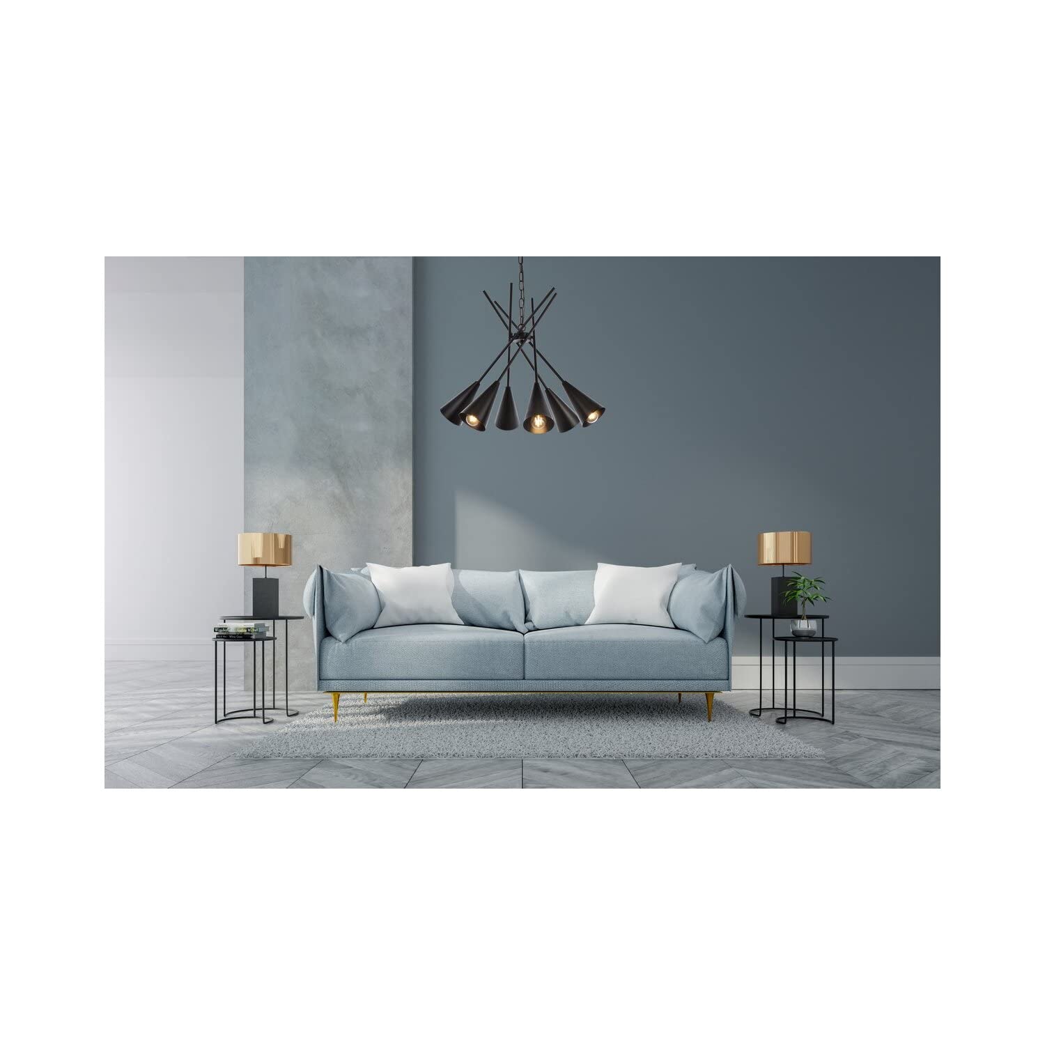 Living District Casen 6-Light Mid-Century Metal Pendant in Black