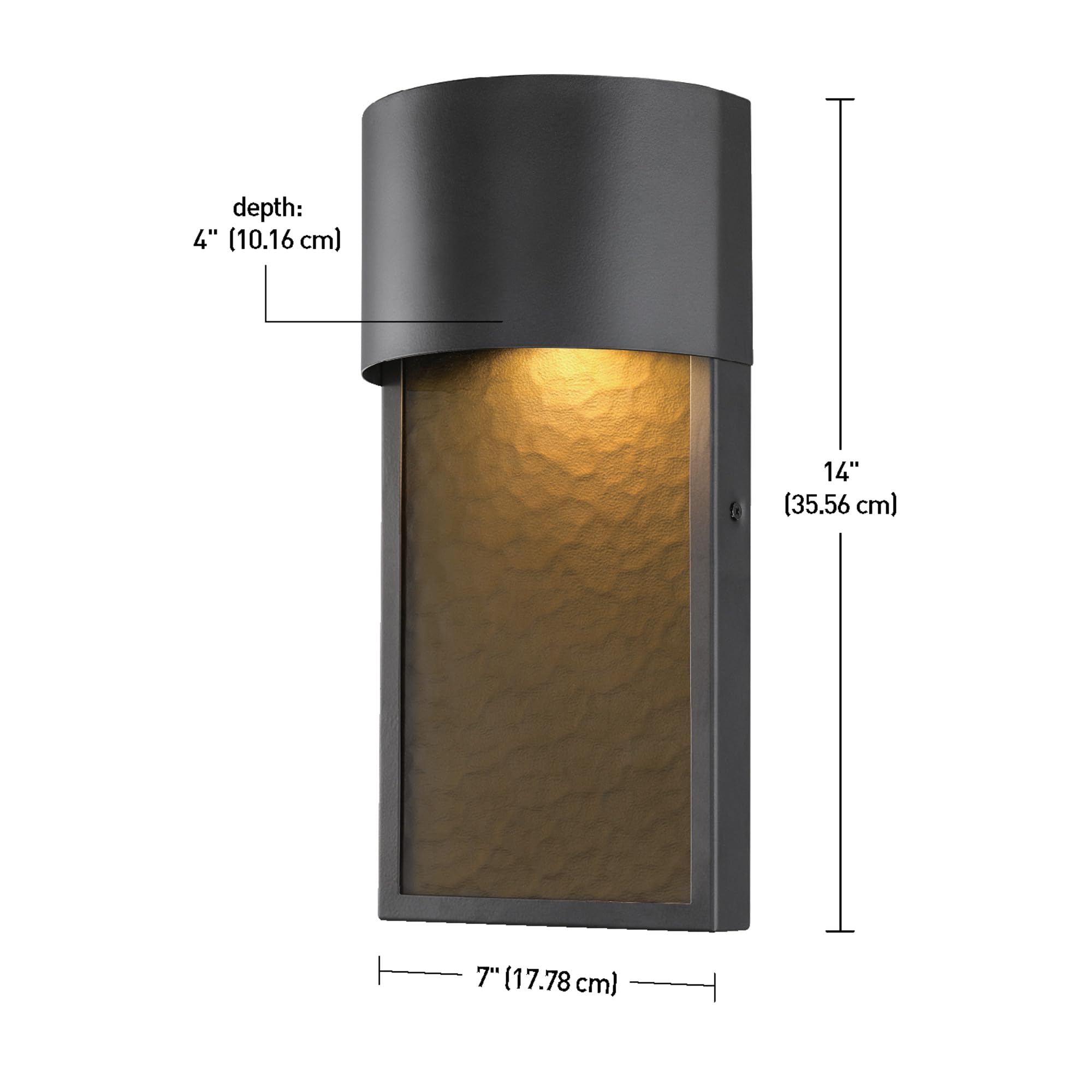 Globe Electric 44227 LED Outdoor Wall Sconce, 14in, Bronze Finish, Amber Water Glass, Weatherproof, 720 Lumen