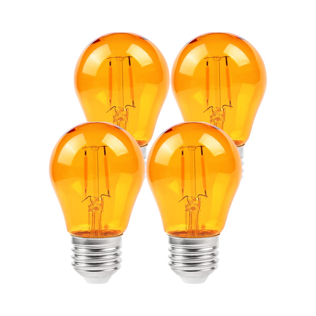 KINUR Amber Light Bulbs A15 2W 2000K Warm Light E26 Base 4 Pack Glass