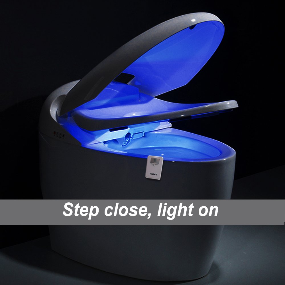 VINTAR 2 Packs LED Toilet Night Light, 16 Colors, Motion Sensor, 5 Stage Dimmer, Mini Size, White, Model VINTAR-MN-20160013