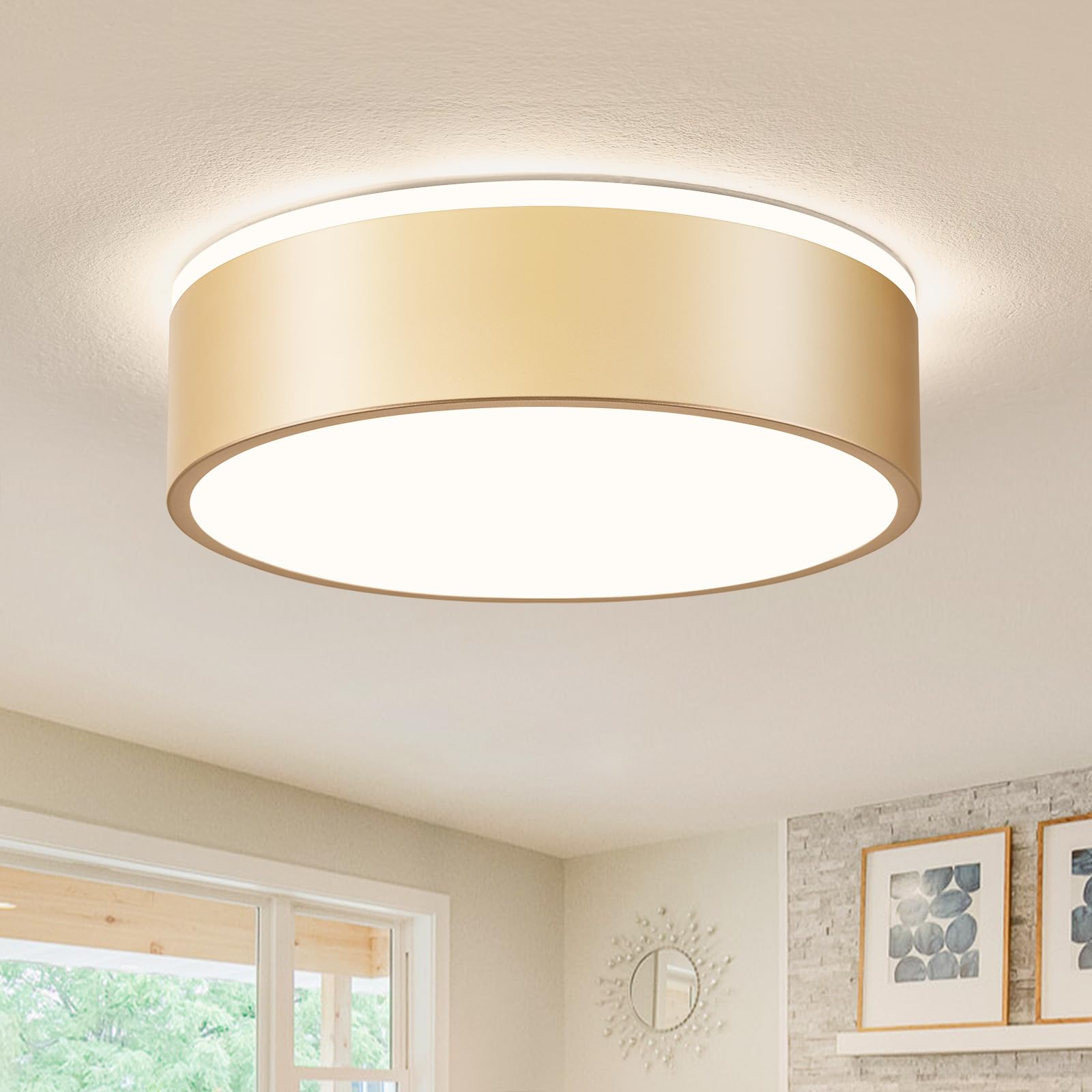 Vikaey Gold Led Ceiling Light, Modern Flush Mount Ceiling Light Fixture, Minimalist Round Metal Lighting Fixture Ceiling Lamp For Hallway, Entryway, Bedroom, Balcony, 11.81 Inch