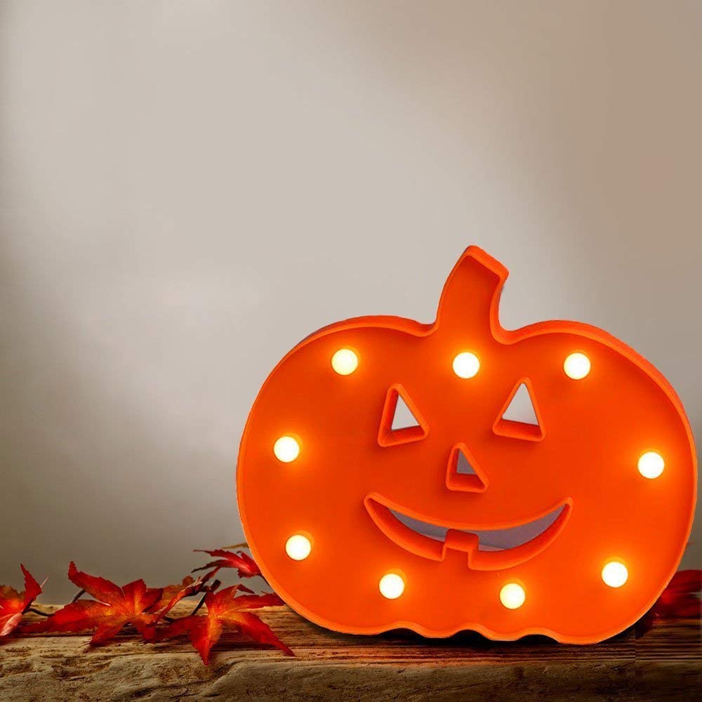 Glintee Halloween Pumpkin Light Decorative Marquee Signs Light Home Decorations-Wall Decoration For Party,Living Room,Bedroom(Battery Opearted) (Pumpkin)…