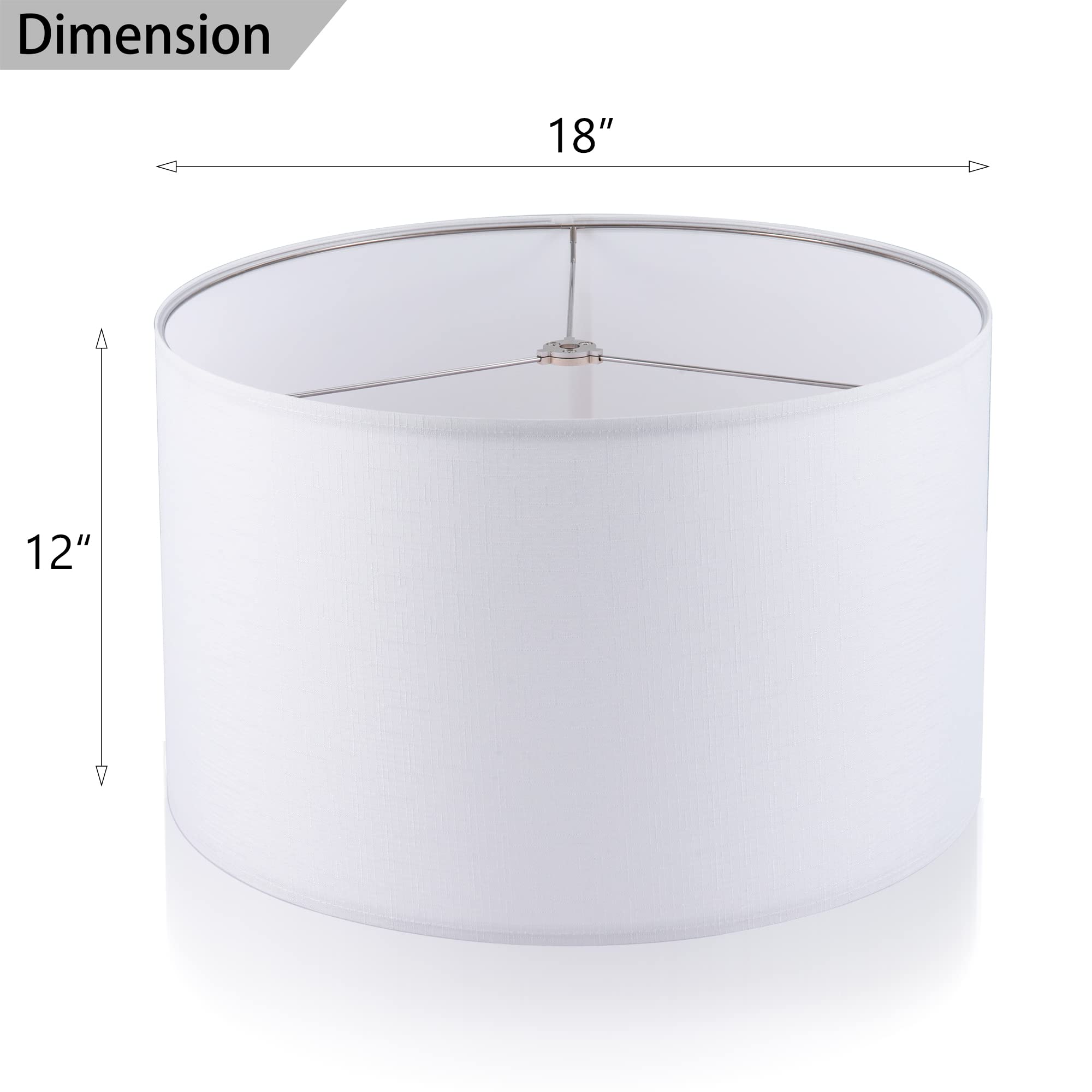 Wellmet 18''X18''X12'' Assembly Required Lampshades For Table Lamp,Bedside Lamp,Floor Lamp,Fabric Drum Lamp Shades Classic Moder