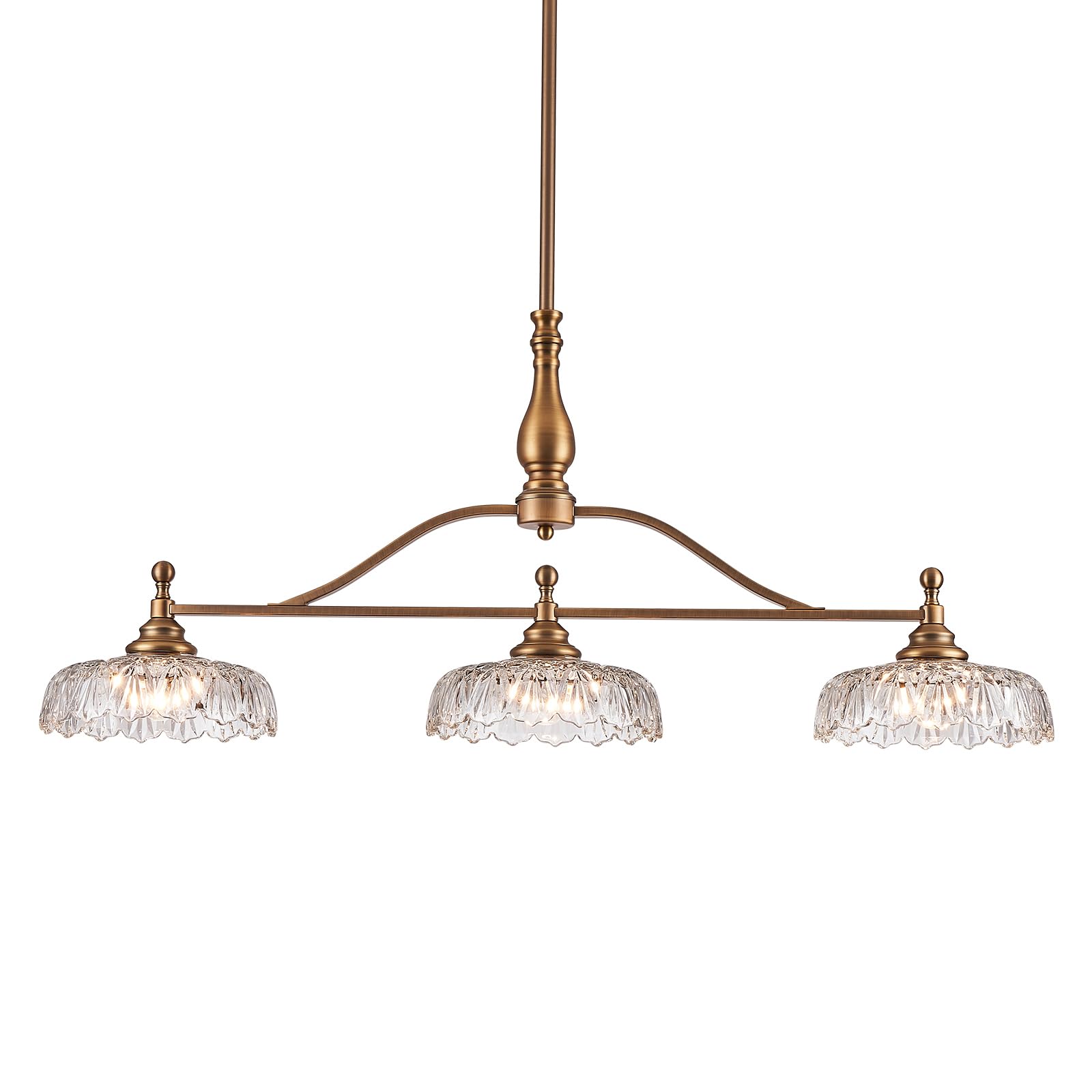 HDDFL Chandeliers Pendant Light Fixture Vintage Pendant Lighting Fixtures 3 Lights Chandelier Matte Brass Kitchen Glass Hanging 