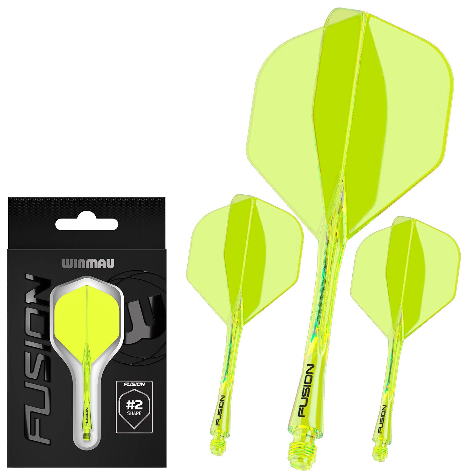 Winmau Darts Fusion Integrated Flight & Shaft System - No.2 Shape & Design - Yellow Colour, Short Length