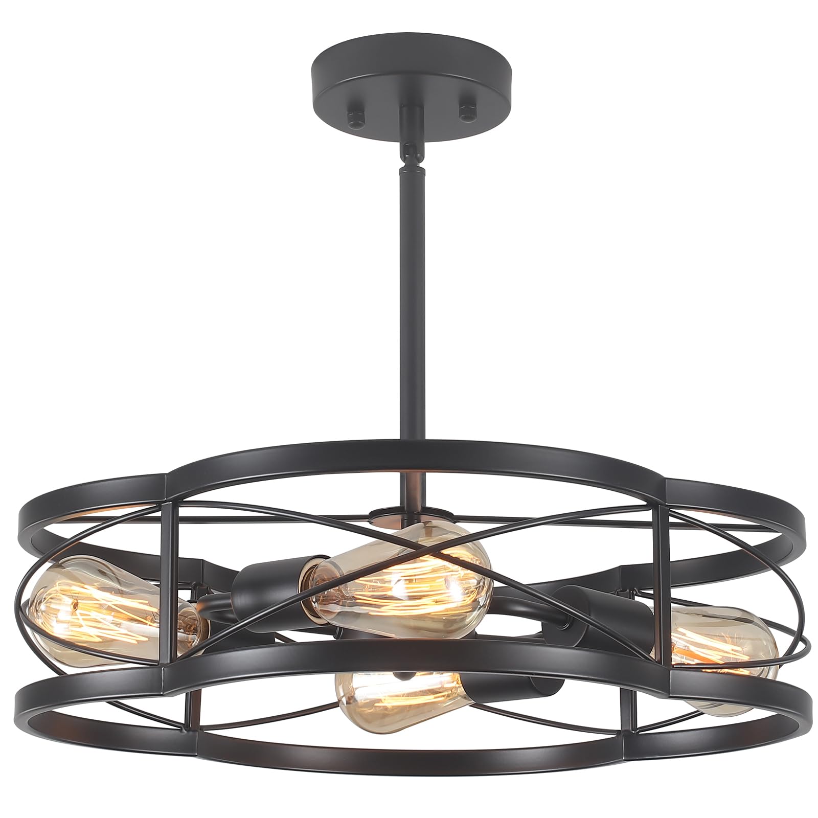 Black Semi Flush Mount Ceiling Lights  Sloped Dining Room Light Fixture Farmhouse Chandelier  Kitchen Island Pendant Lighting Adjustable Height For Entryway Hallway Foyer