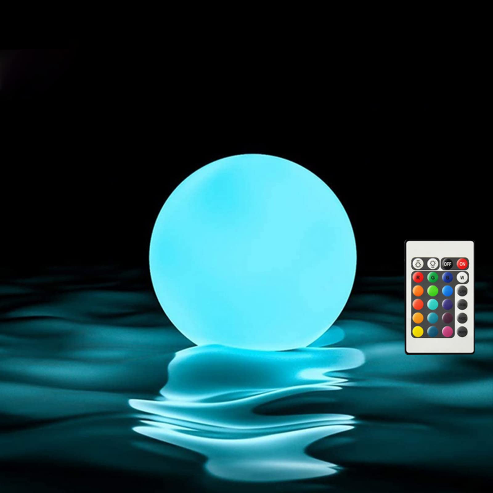 Borelor Floating Pool Lights, 3-Inch USB Rechargeable Globe Lamp, IP68 Waterproof, 16 Color Change, White, 1 Pack