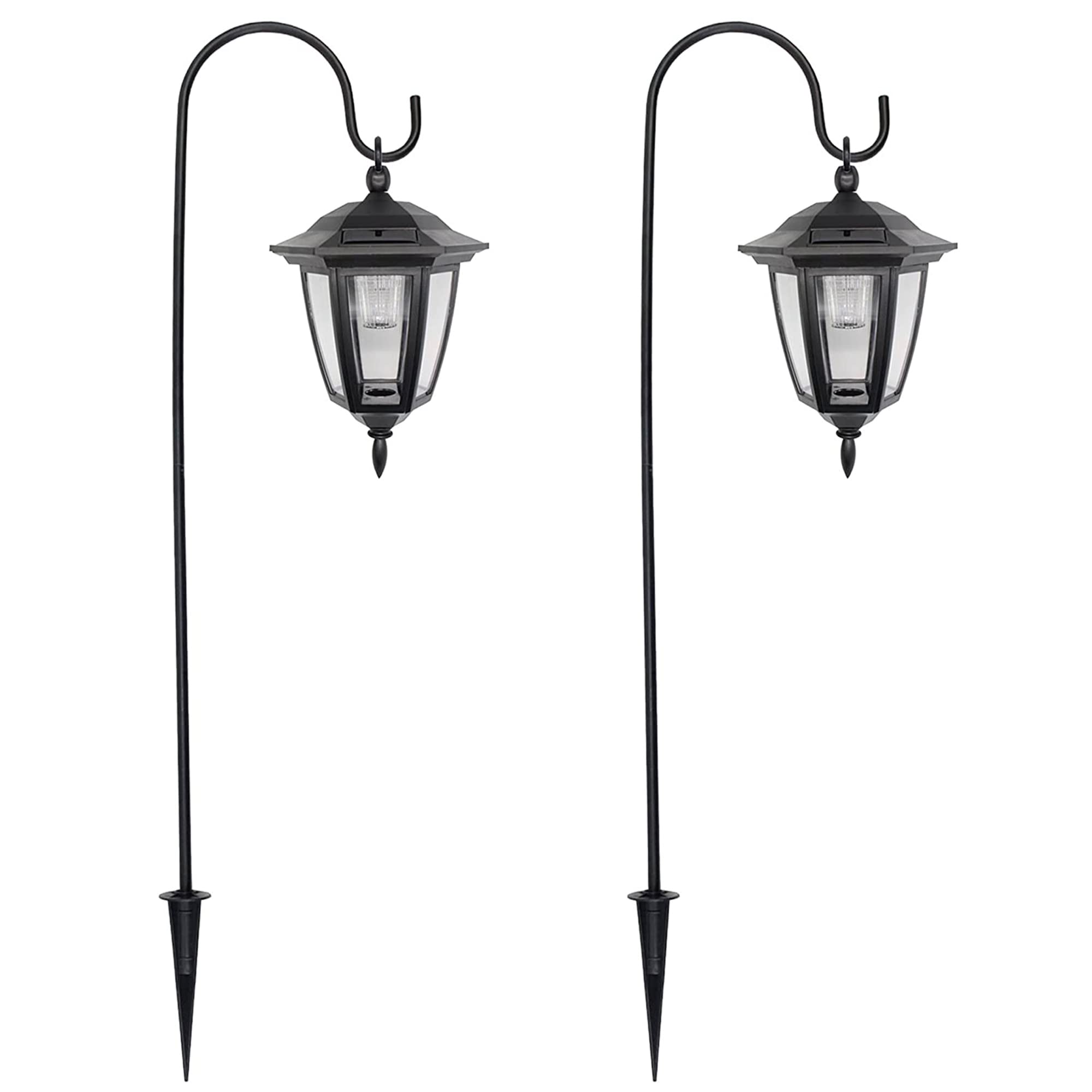 MAGGIFT 34 Inch Hanging Solar Lights Dual Use Shepherd Hook Lights with 2 Shepherd Hooks Outdoor Solar Coach Lights, 2 Pack