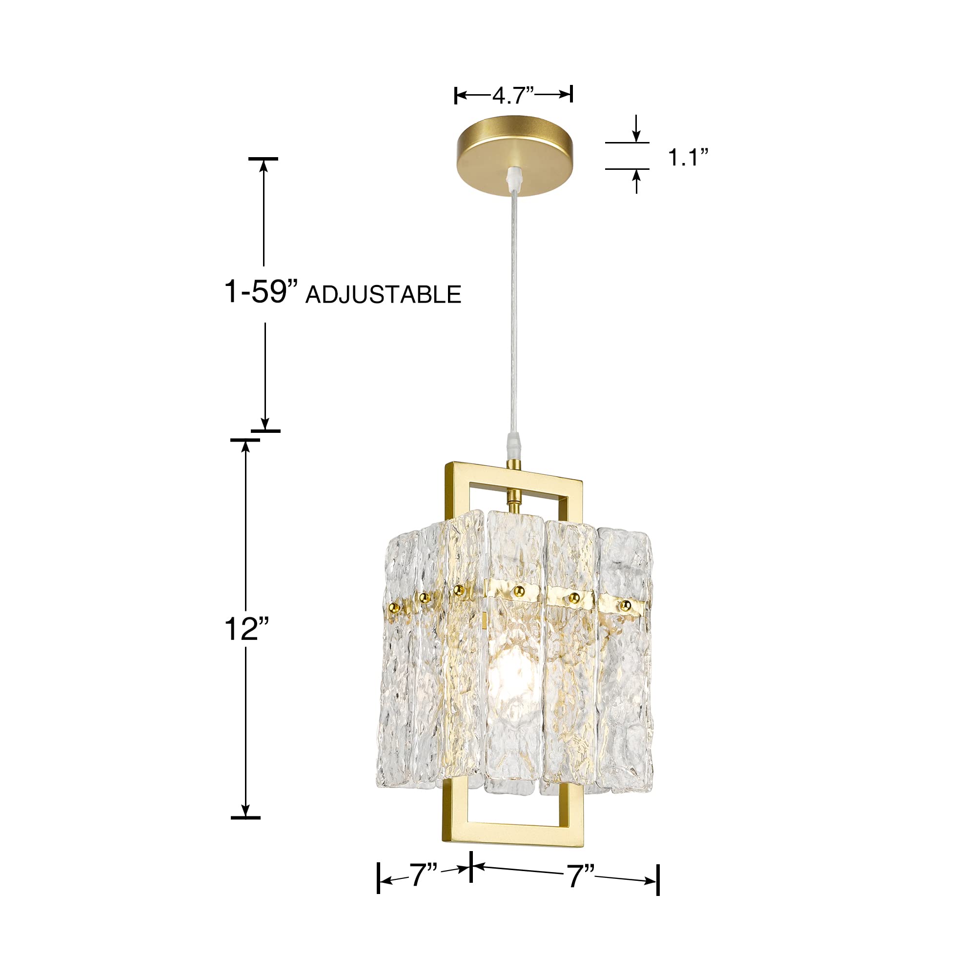 Gold Crystal Pendant Light For Kitchen Island, Luxury Water Ripple Glass Chandelier Lights Fixture, Modern Elegant Adjustable Pe