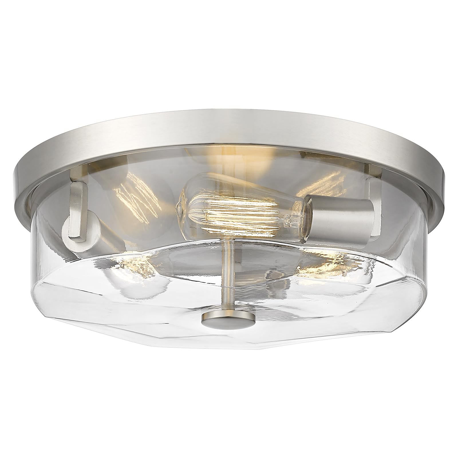 Luminzone Brushed Nickel Flush Mount Ceiling Light, 3-Light Hallway Light Fixtures, Modern Farmhouse Farmhouse Ceiling Light Cle