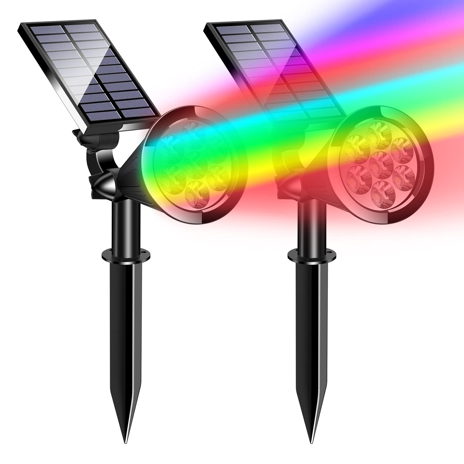 MEIHONG Solar Halloween Spot Lights  MultiColor Outdoor Solar LED Landscape Lights (Changing & Fixed Color, 2 PCS)