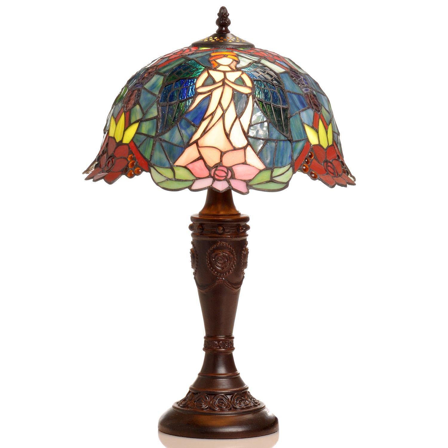 Warehouse of Tiffany 2856+BB656 Angel Table Lamp, Green/Red