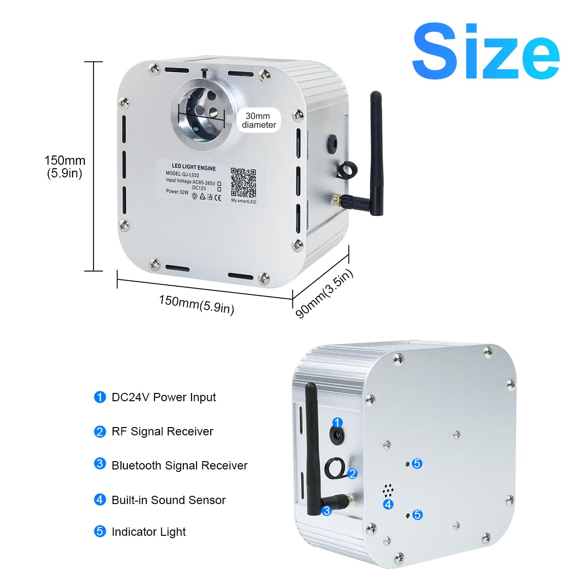 Amki High Brightness 32W Twinkle Sound Mode Rgbw Light Source Engine Driver Remote/App Control Starlight Box Motor For Fiber Opt