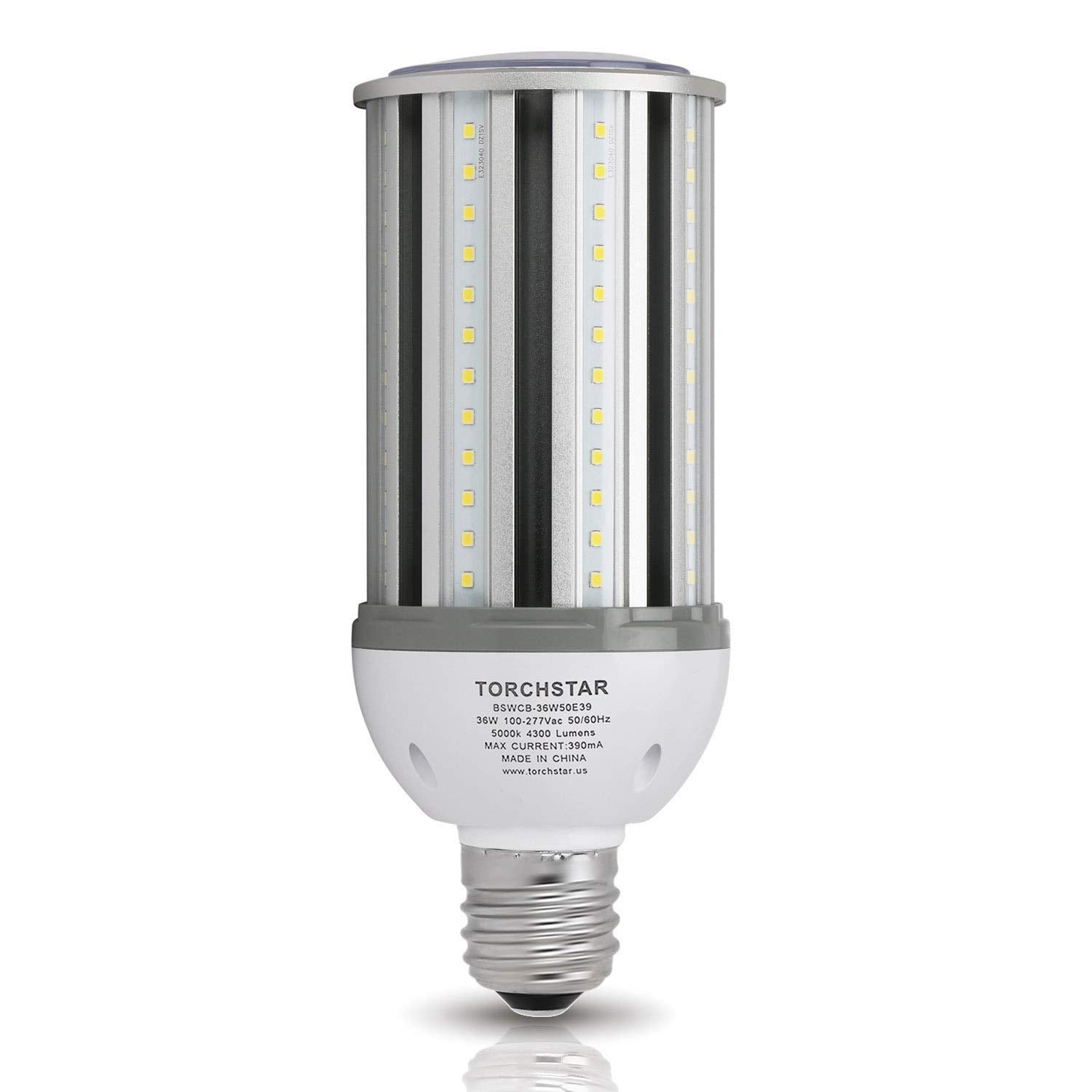 TORCHSTAR 36W LED Corn Light Bulb, 5000K Daylight, E39 Base, Super Bright 4300Lm, Metal for Indoor/Outdoor Use