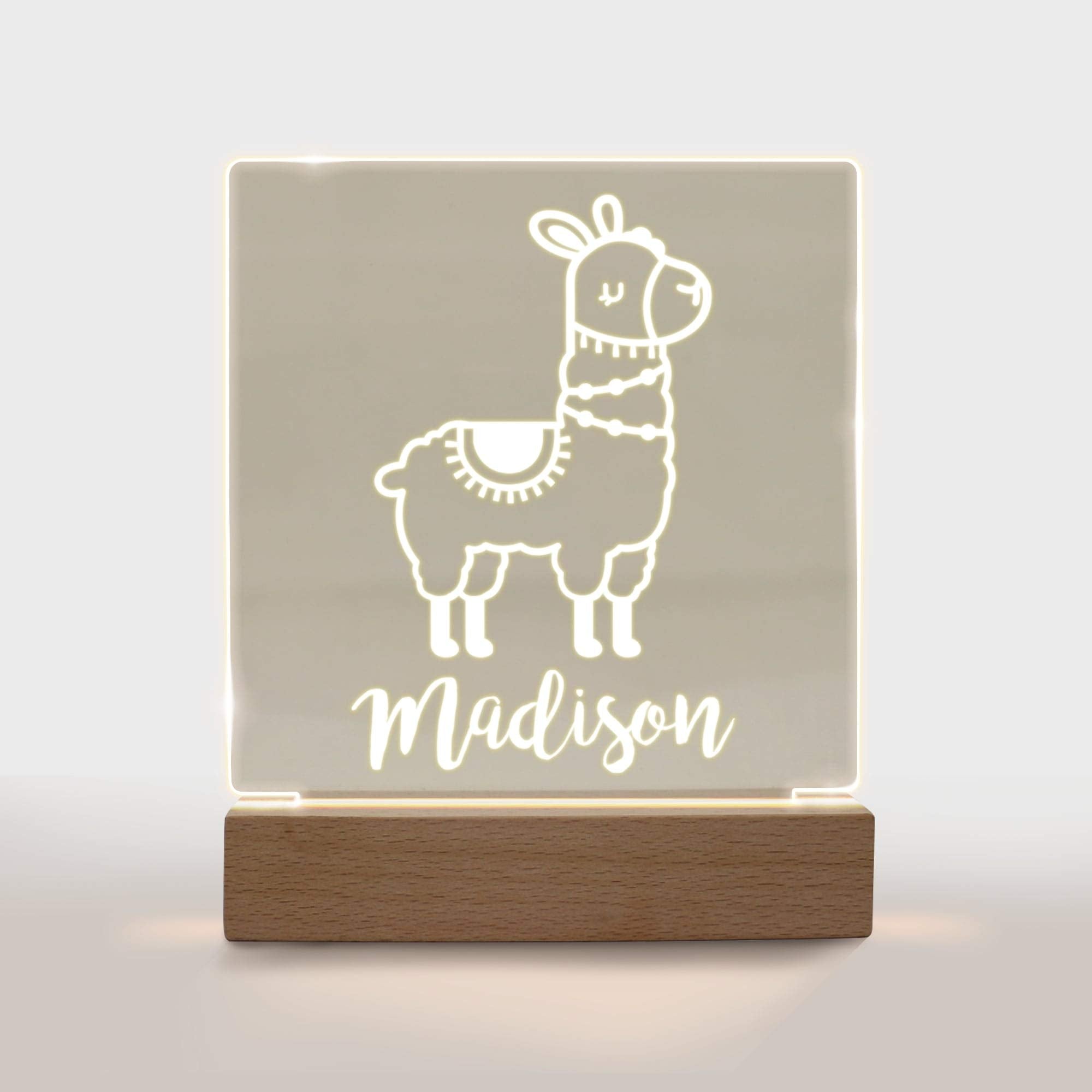 Personalized Night Light For Kids Girls Boys Customized Gifts For Baby Nursery Bedroom Decor Llama