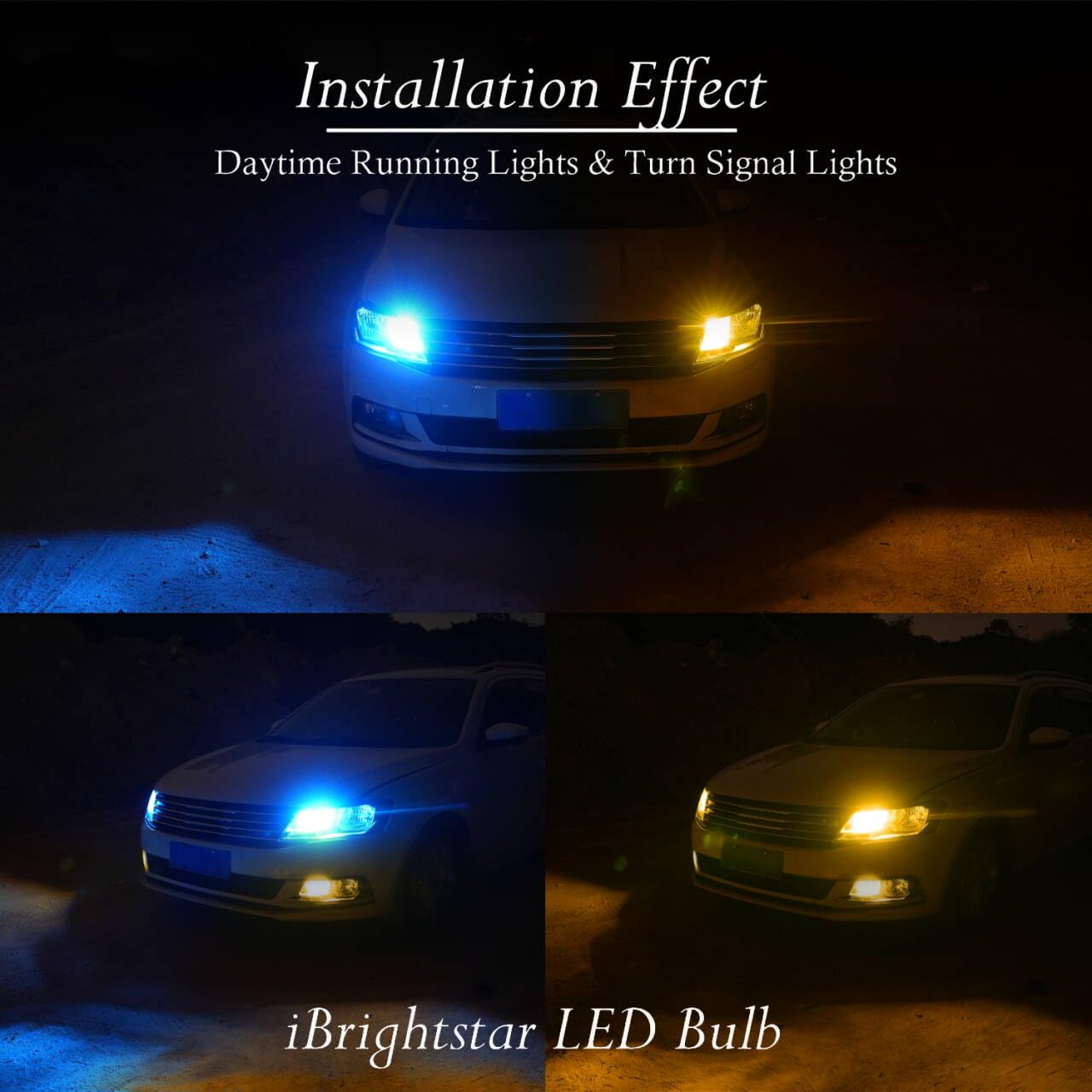 iBrightstar Switchback LED Bulbs for DRL & Turn Signal Lights, 3157, Ice Blue/Amber