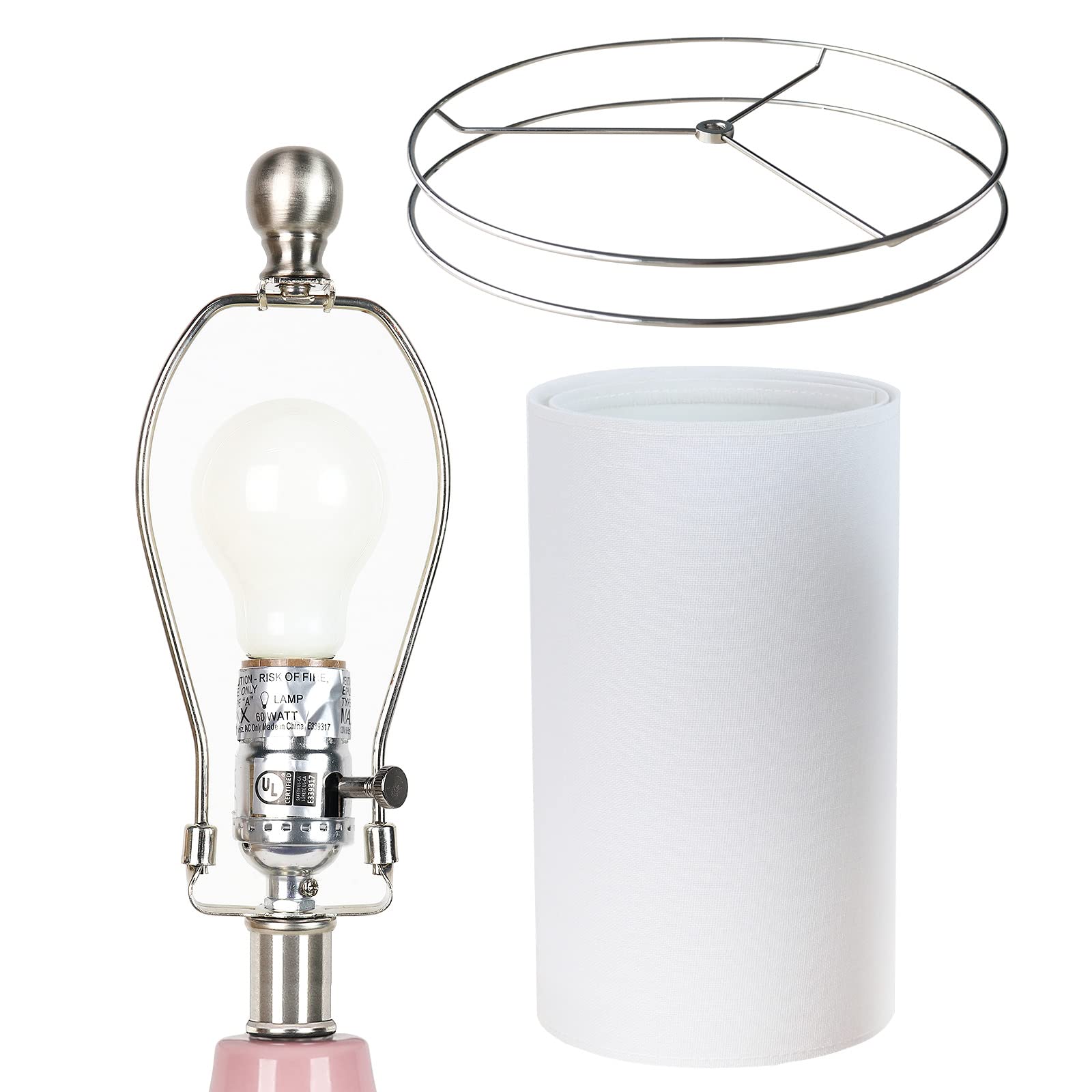 Qingmiao 25&quot; Pink Ceramic Table Lamps Set Of 2, 3-Way Dimmable Nightstand Lighting, Bul