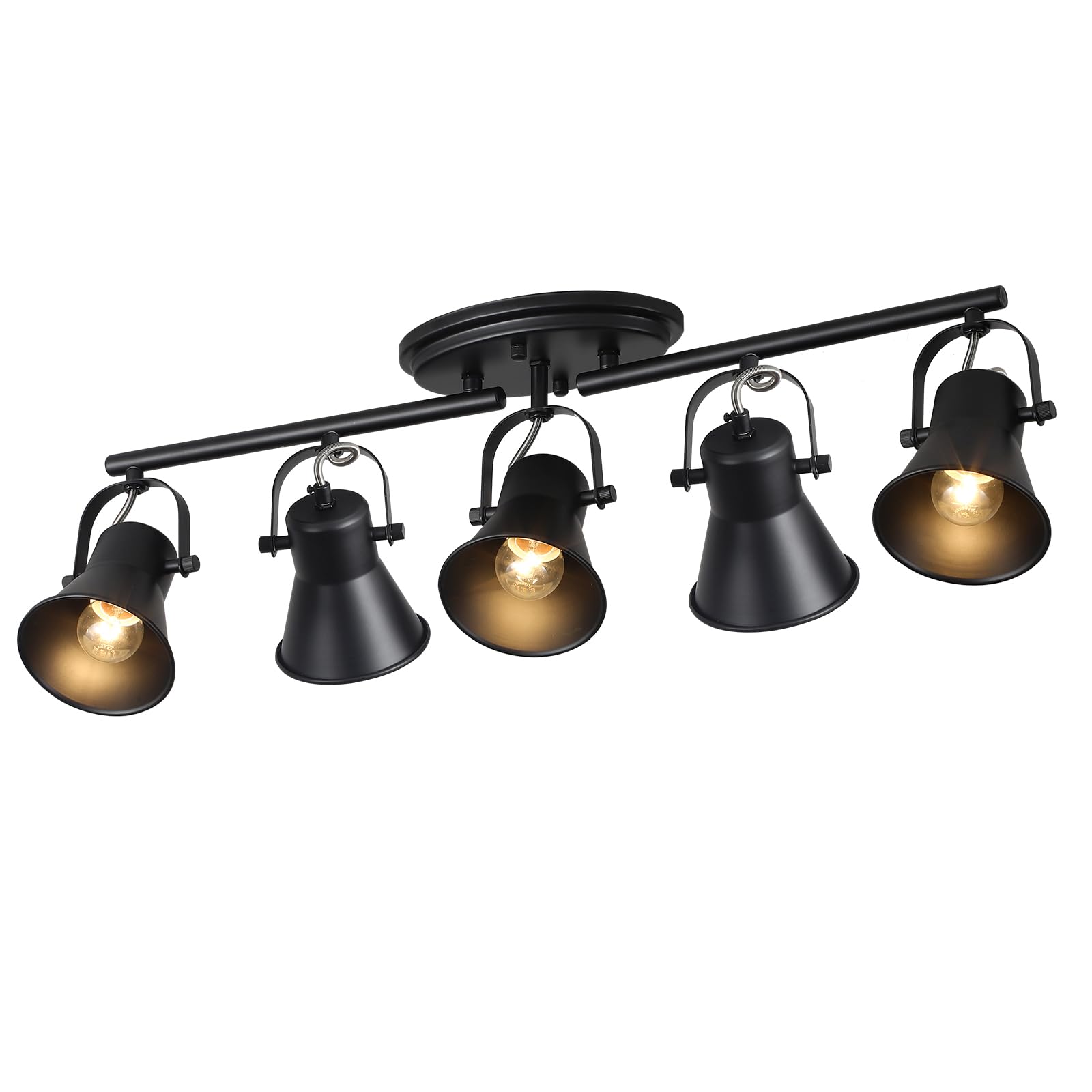 Seeblen 5-Light Track Lighting Kit  Directional Ceiling Light  Industrial Black Kitchen Track Lighting Fixtures Ceiling For Kitchen  Living Room  Dining Room  Hallway.