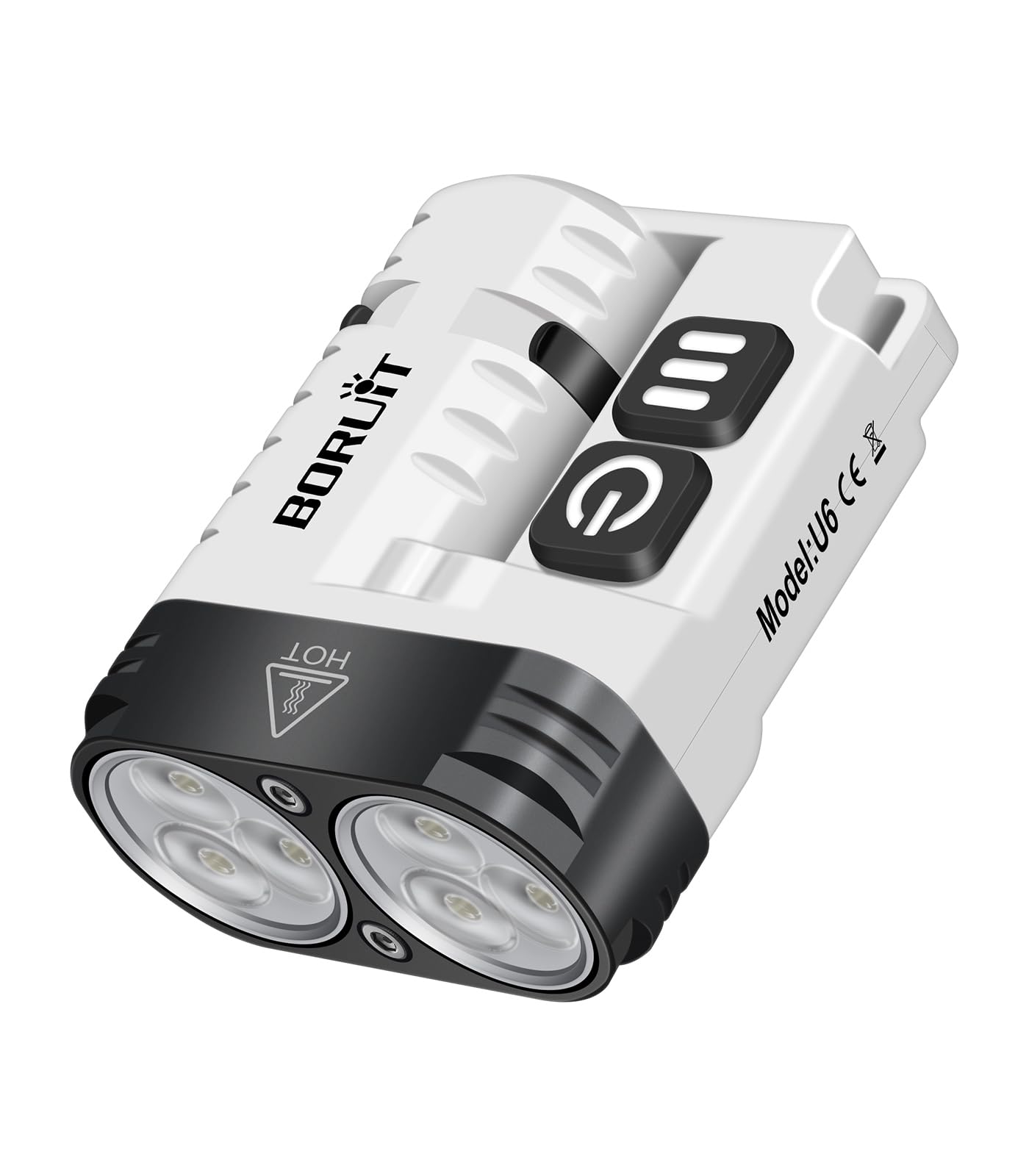 BORUIT U6 Mini EDC Flashlight, 1600 Lumen, USB C Rechargeable, IP68 Waterproof, Aluminum, White