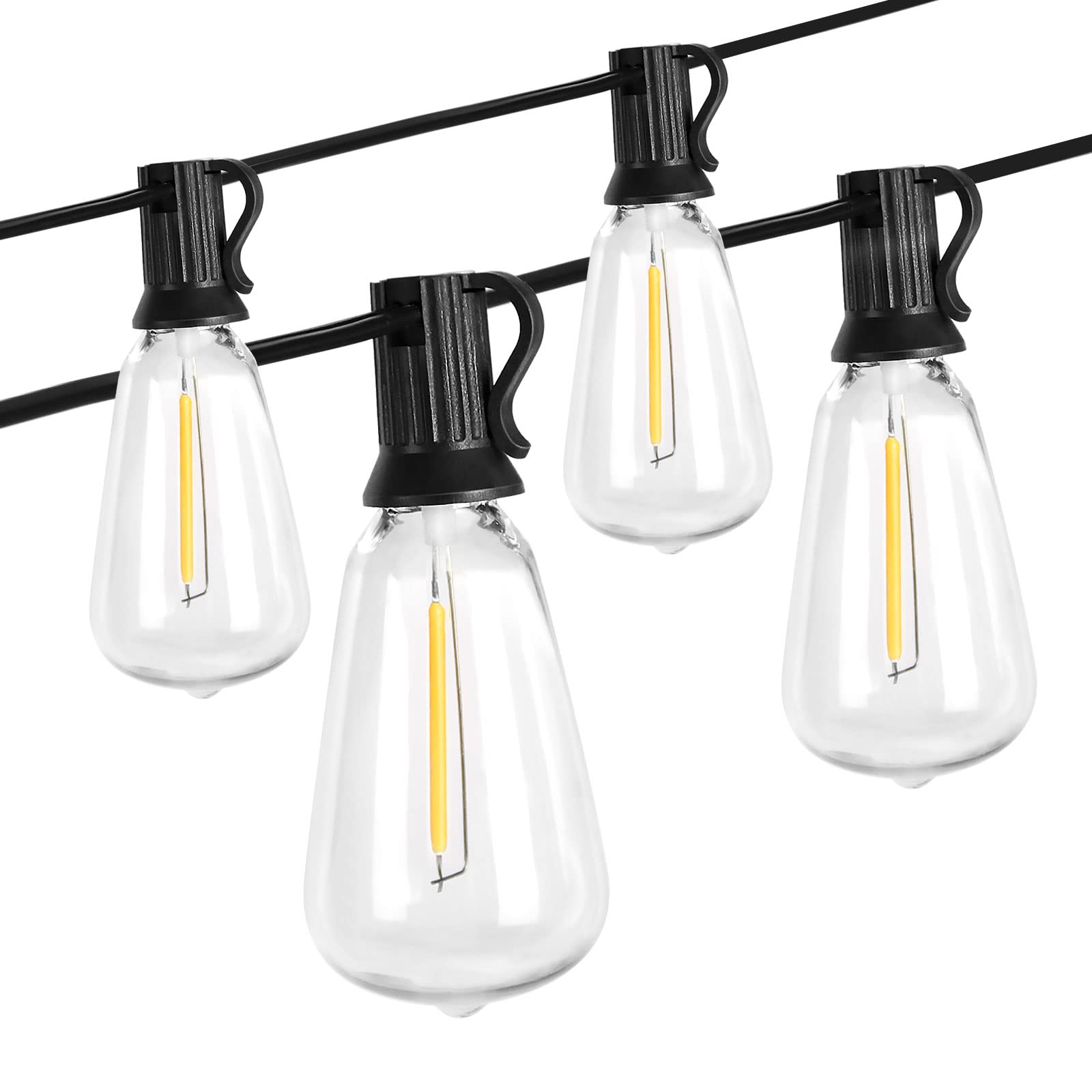 BRIMAX 10FT Outdoor String Lights, 10 Shatterproof Warm White LED Bulbs, Waterproof, Model LM-SL-S14-usb-75