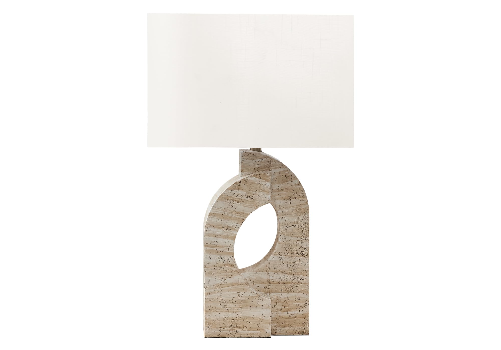Monarch Specialties Table Lamp I 9930, 28in H, Beige Resin, Ivory/Cream Shade, Contemporary Design