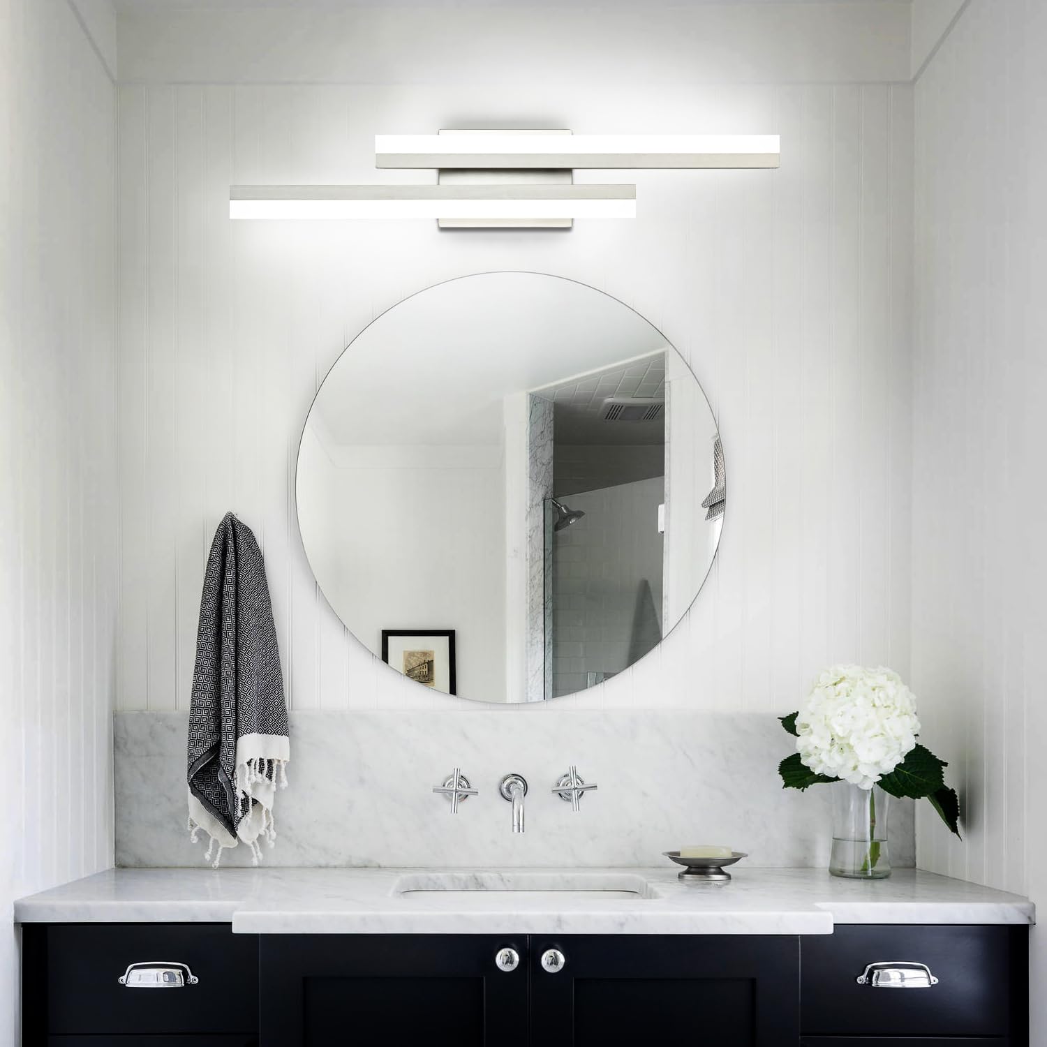 Presde 5 Color Changeable Bathroom Vanity Light 24Inch Modern Led Brushed Nickel Bathroom Light Fixtures Over Mirror Bath Wall L