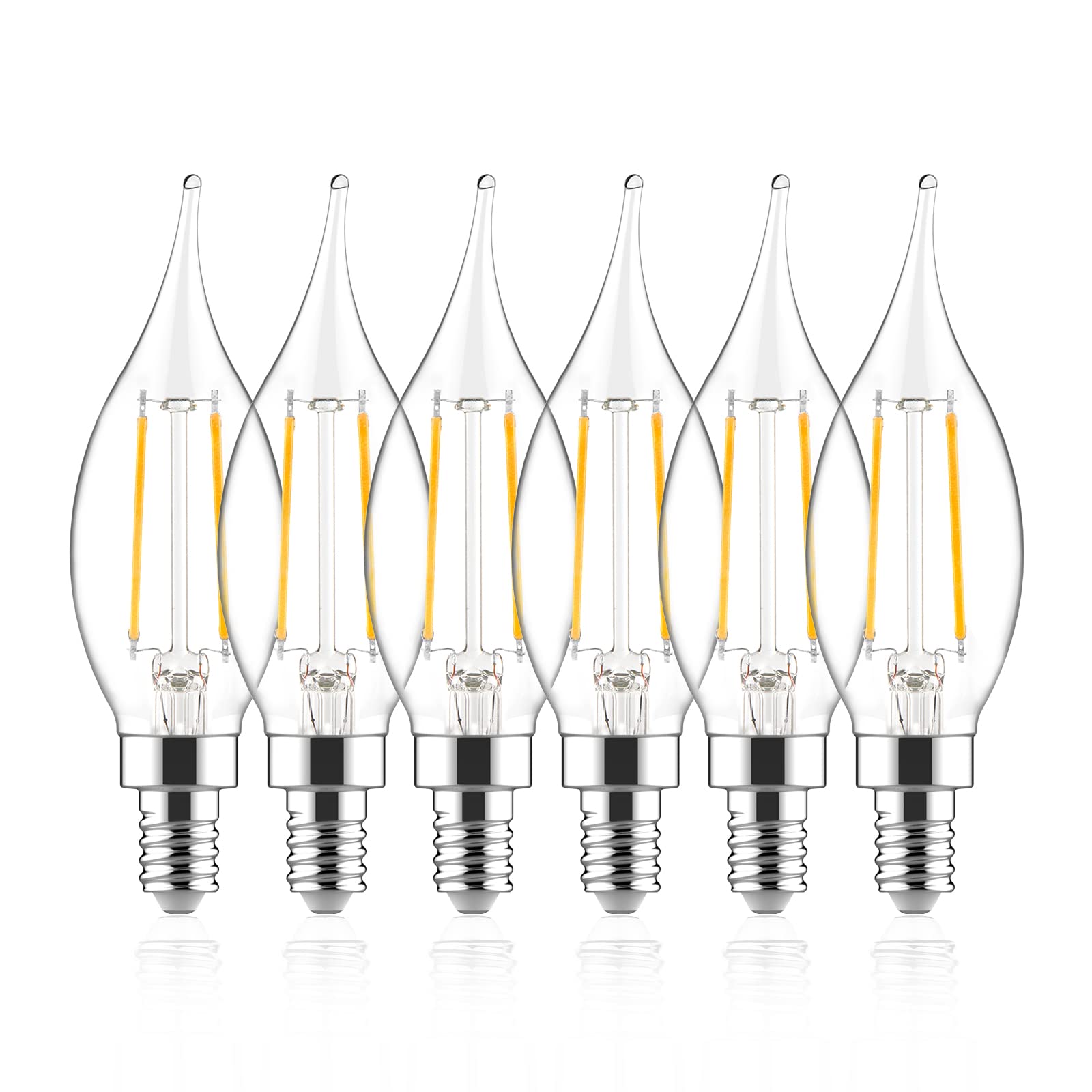 Sengled Candelabra LED Light Bulbs, Dimmable 40W Equivalent, Soft White, CA10 Flame Tip, 6 Pack
