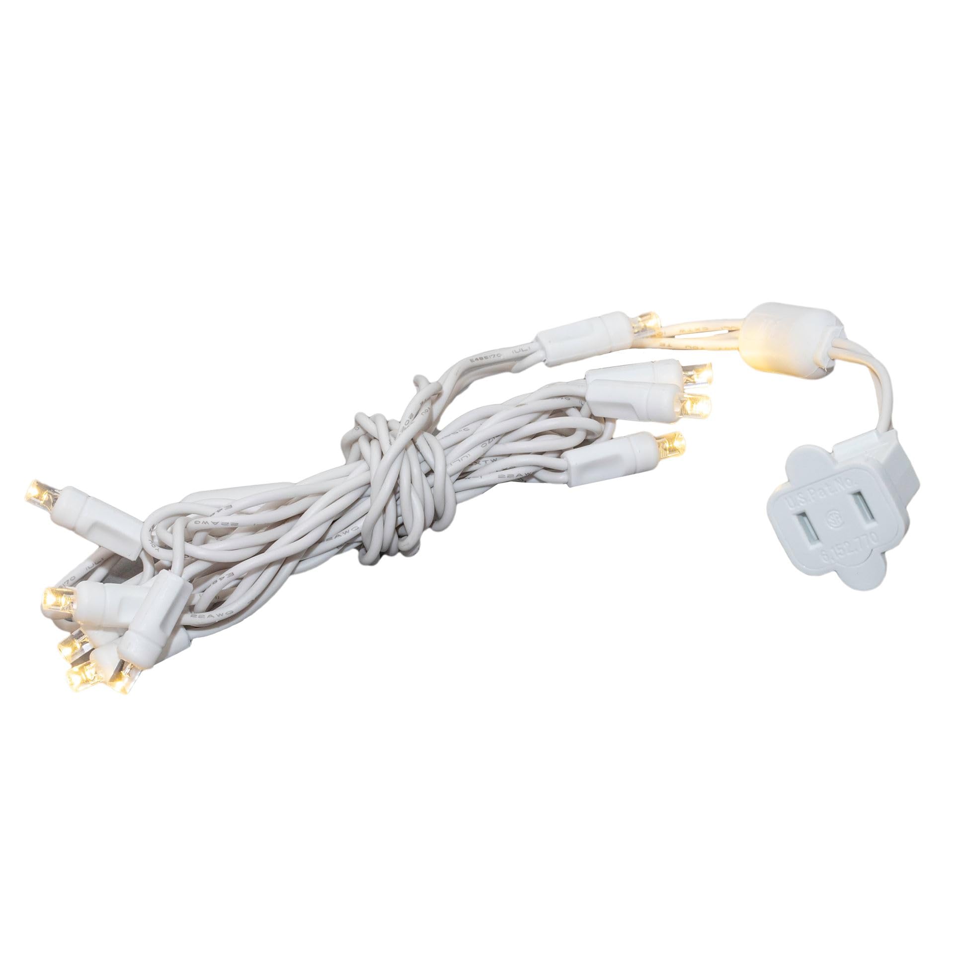 Novelty Lights 10 Light LED Mini String Light Set, Warm White, 6.5 Feet, White Wire, Model MRD-25B