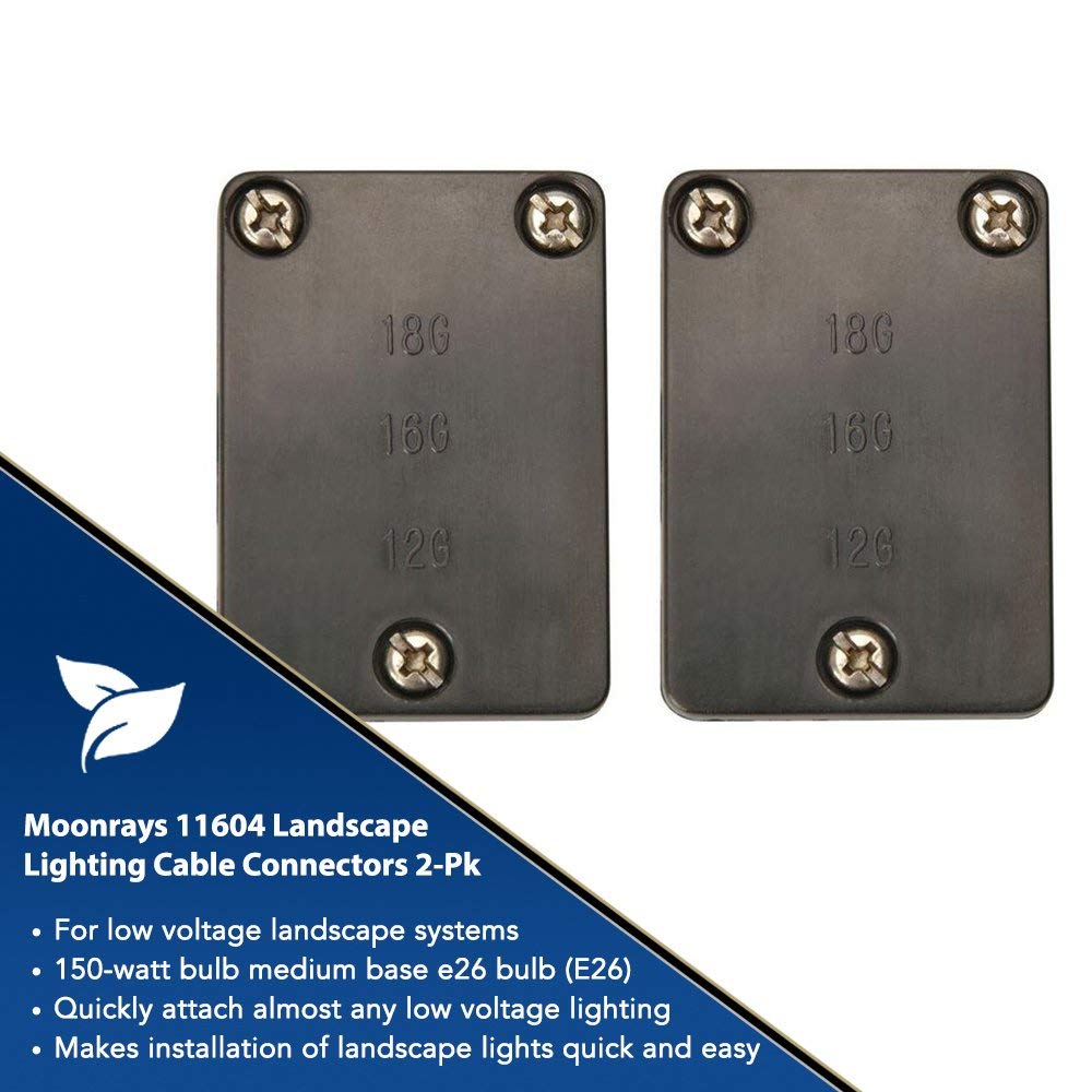 Moonrays 11604 Low Voltage Landscape Lighting Connectors, 2-Pack, Black, Plastic