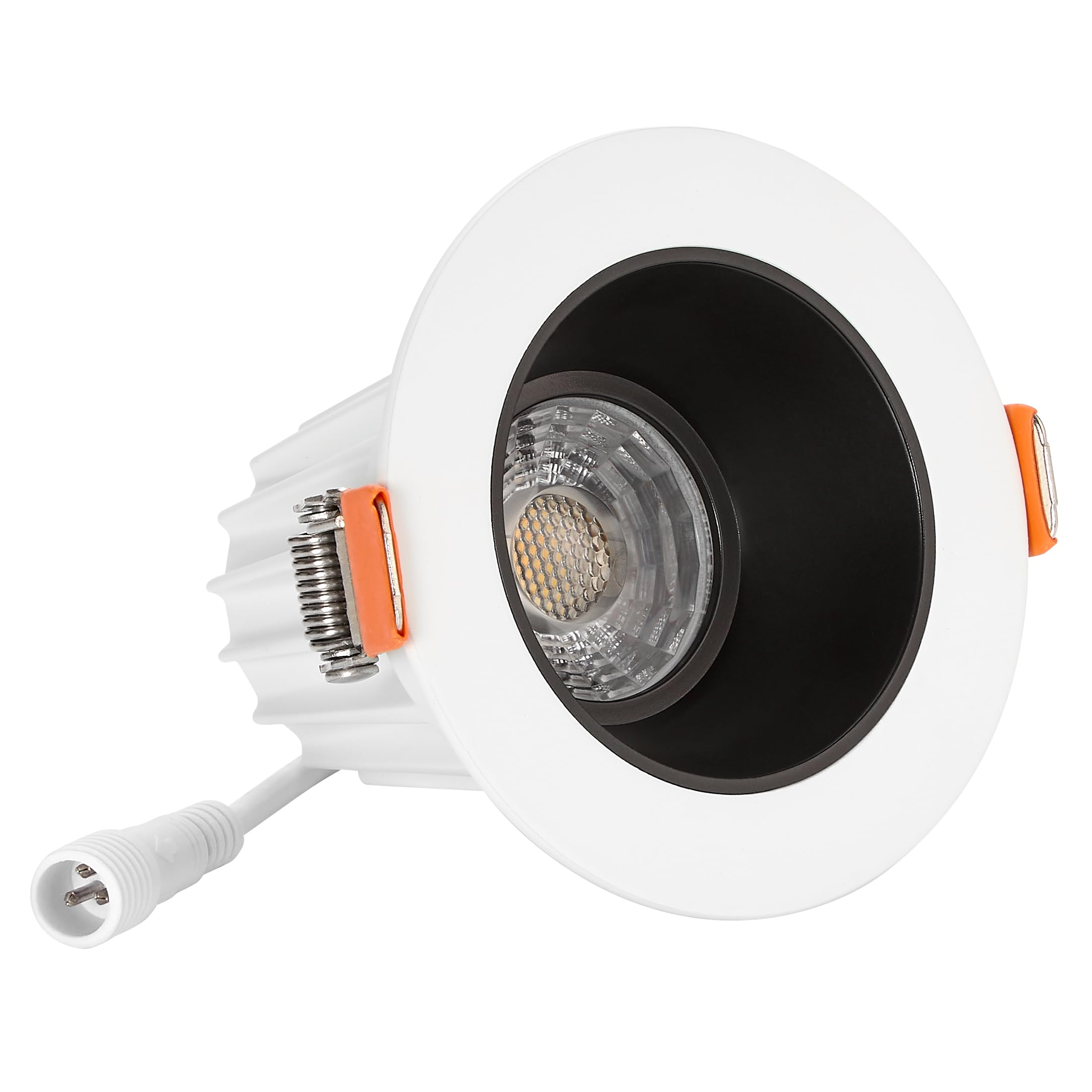 Maxxima Ultra-Thin 2" LED Downlight - 600 Lumens, Dimmable, 5 Color Temp, White/Black Trim, Model MRL-S20803BW