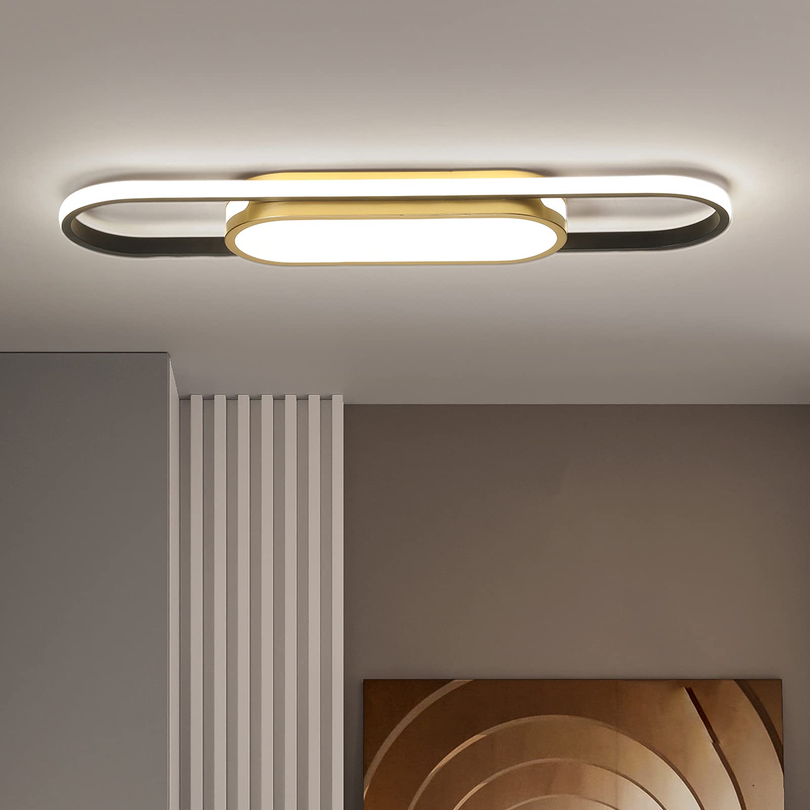 Tioolo Modern Led Flush Mount Ceiling Lights Dimmable Led Ceiling Lamp With Remote Control 2.3Ft Acrylic Linear Ceiling Lighting Fixtures For Living Room Kitchen Dining Room Bedroom (40W/3000-6500K)
