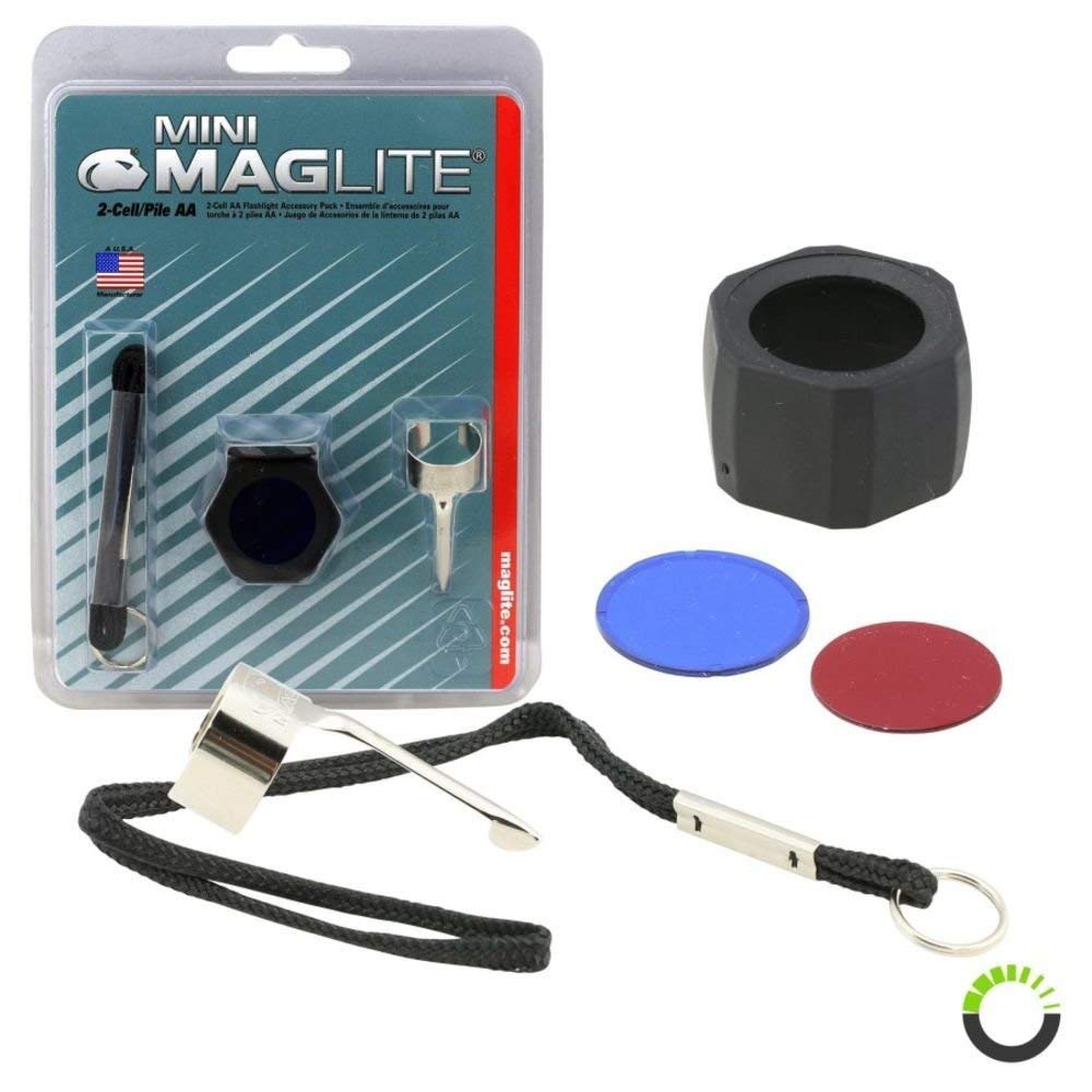 MagLite Mini AA Flashlight Accessory Pack - One Size, Synthetic Material, Multiple Colors (Red, Black, Blue, Gray, Pink, Silver)