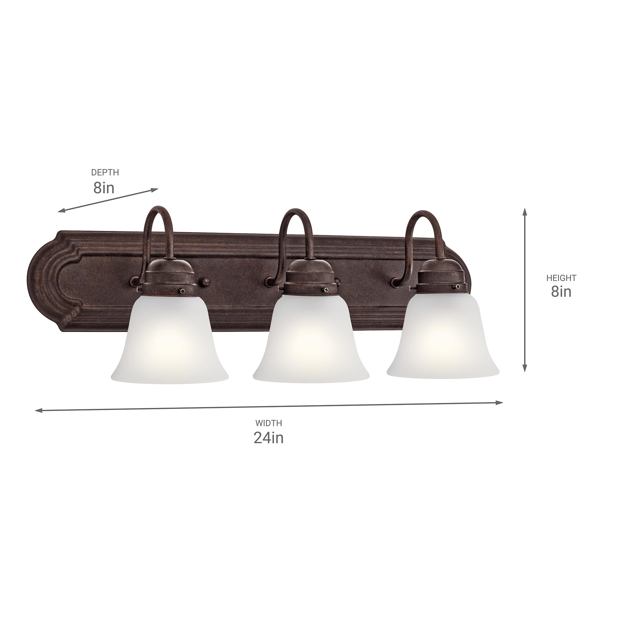 Kichler Lighting 5337Tzs Three Light Bath, Tannery Bronze, 24''