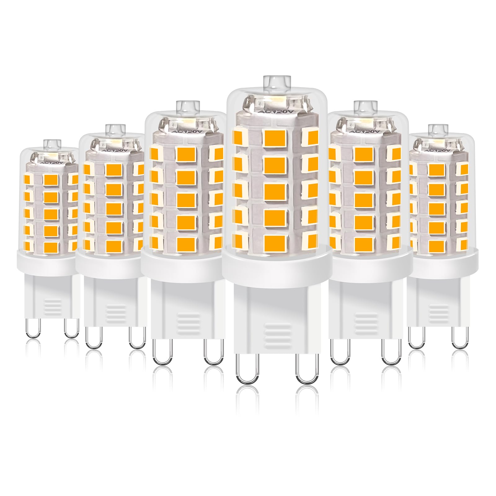 BUBO G9 LED Bulb 3W Equivalent 40W Halogen Replacement 2700K Soft White 6 Pack, Non-Dimmable, 360° Beam Angle, Model J