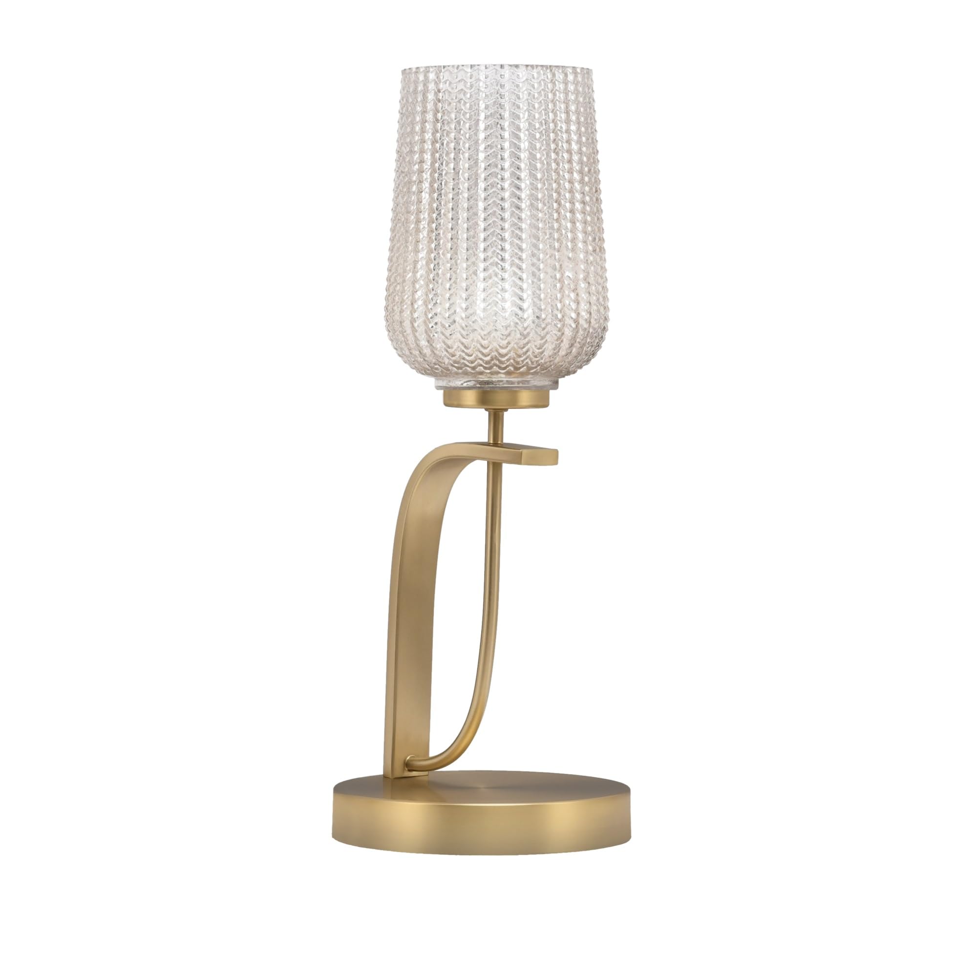 Toltec Lighting Cavella Accent Lamp, New Age Brass Finish, 5" Silver Textured Glass