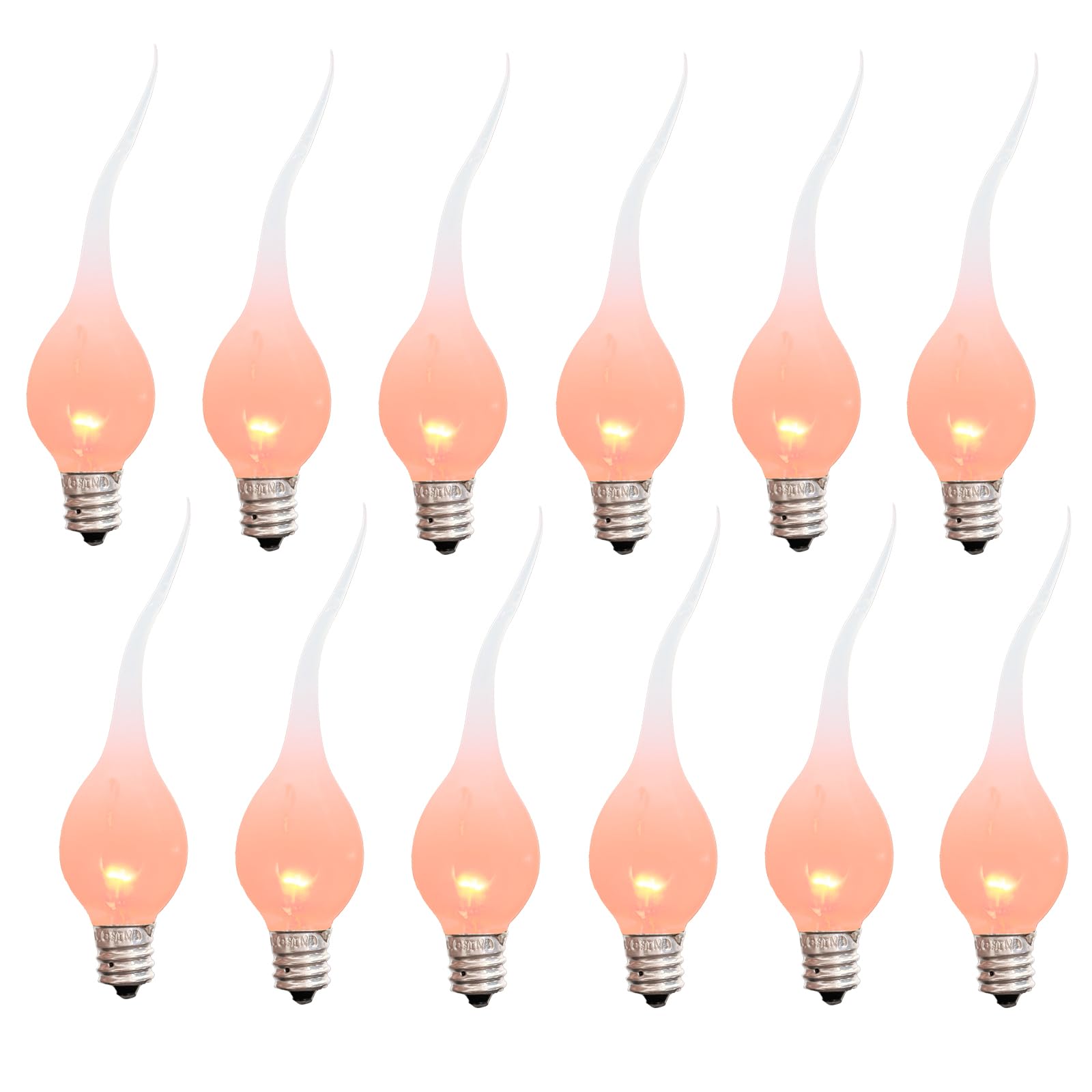 Kivonfa 12 Pack Valentines Silicone Dipped Candle Light Bulbs  1 Watts Valentines Day Decoration Replacement Bulbs for Night Lights  Electric Window Candles  Chandelier  C7/E12 Candelabra Base  120V