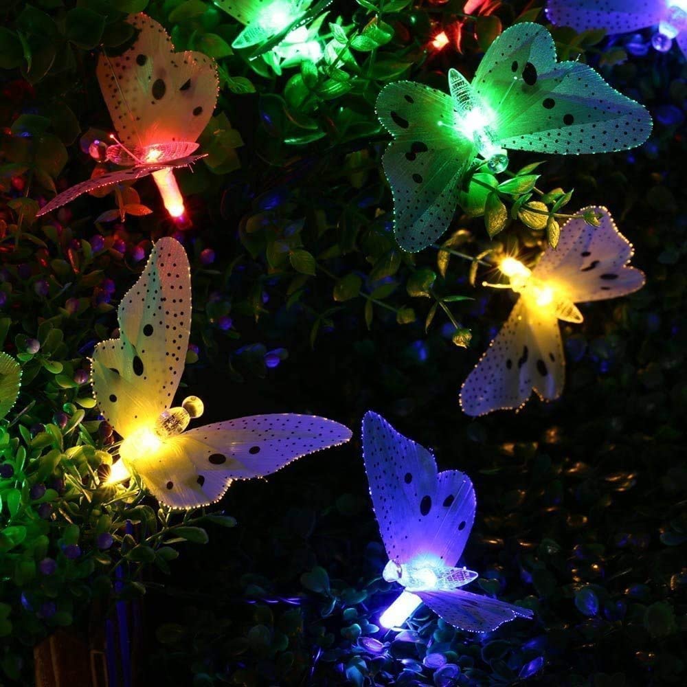 Berocia Butterfly String Lights - 24 LED Battery Powered Waterproof Fairy Lights for Indoor/Outdoor - Color Changing, Perfect for Parties & Weddings
