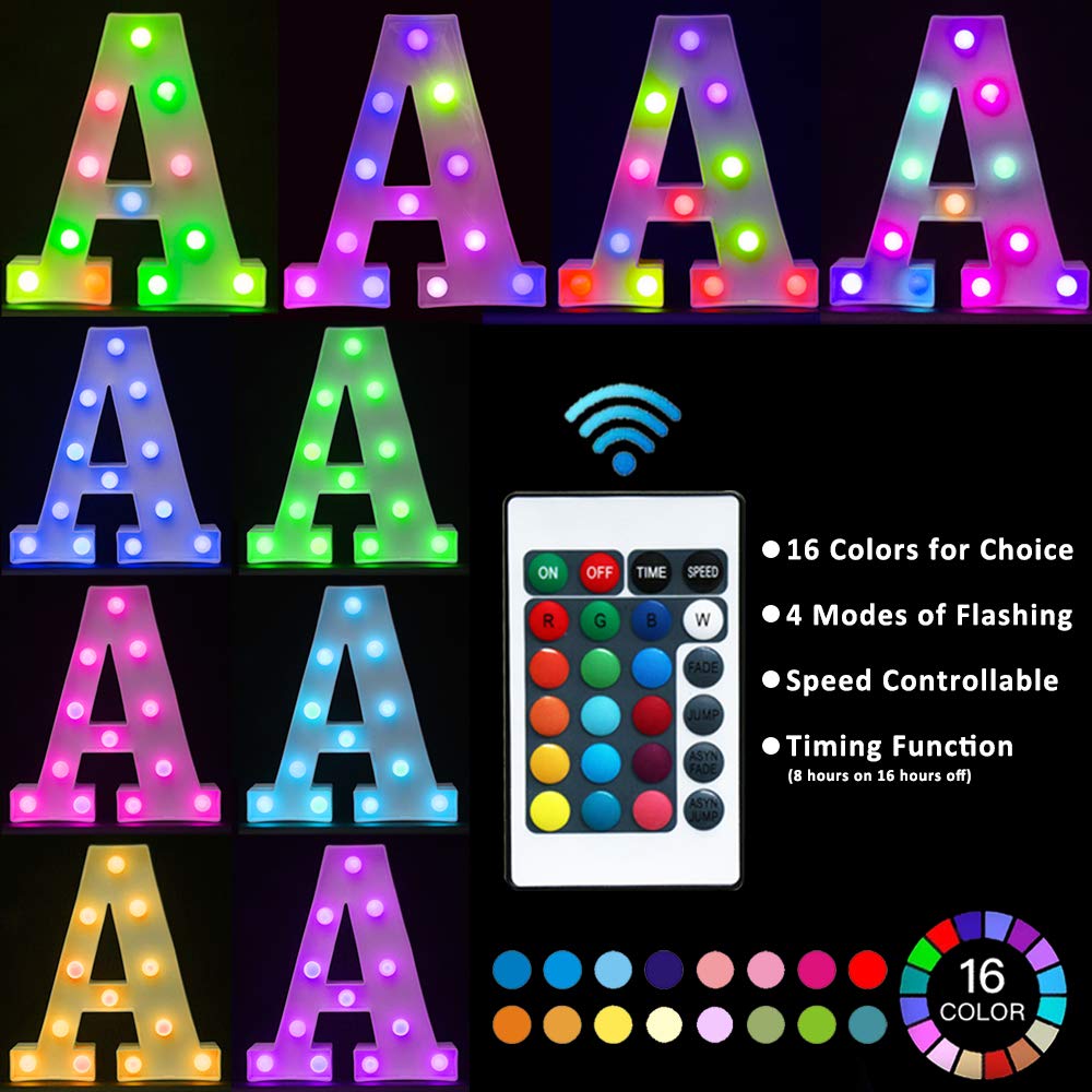 Pooqla Colorful Led Marquee Letter Lights With Remote - Rgb Plastic Party Decorations - Model Jh-Qcbzm-21