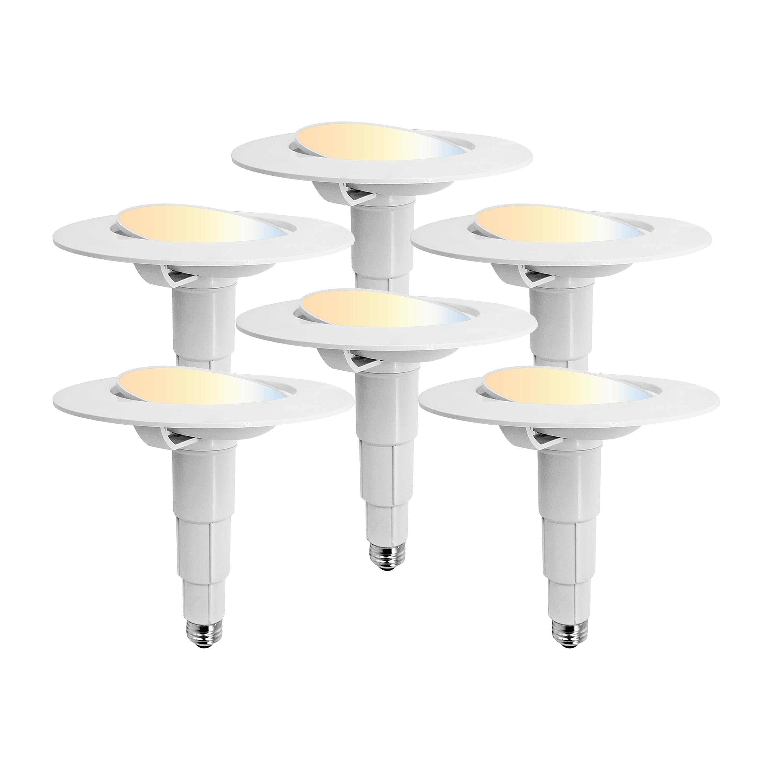 Jolux 6-Pack 5/6 Inch 5CCT LED Can Light Gimbal Retrofit Recessed Downlight, Adjustable Angle, Recessed Lighting CCT Selectable 