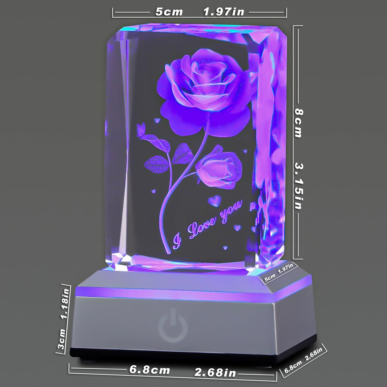 Hochance 3D Butterflyrose Crystal Multicolor Nightlight - I Love You Decolamp,Perfect Valentines Gift Ideas For Her My Girlfrien