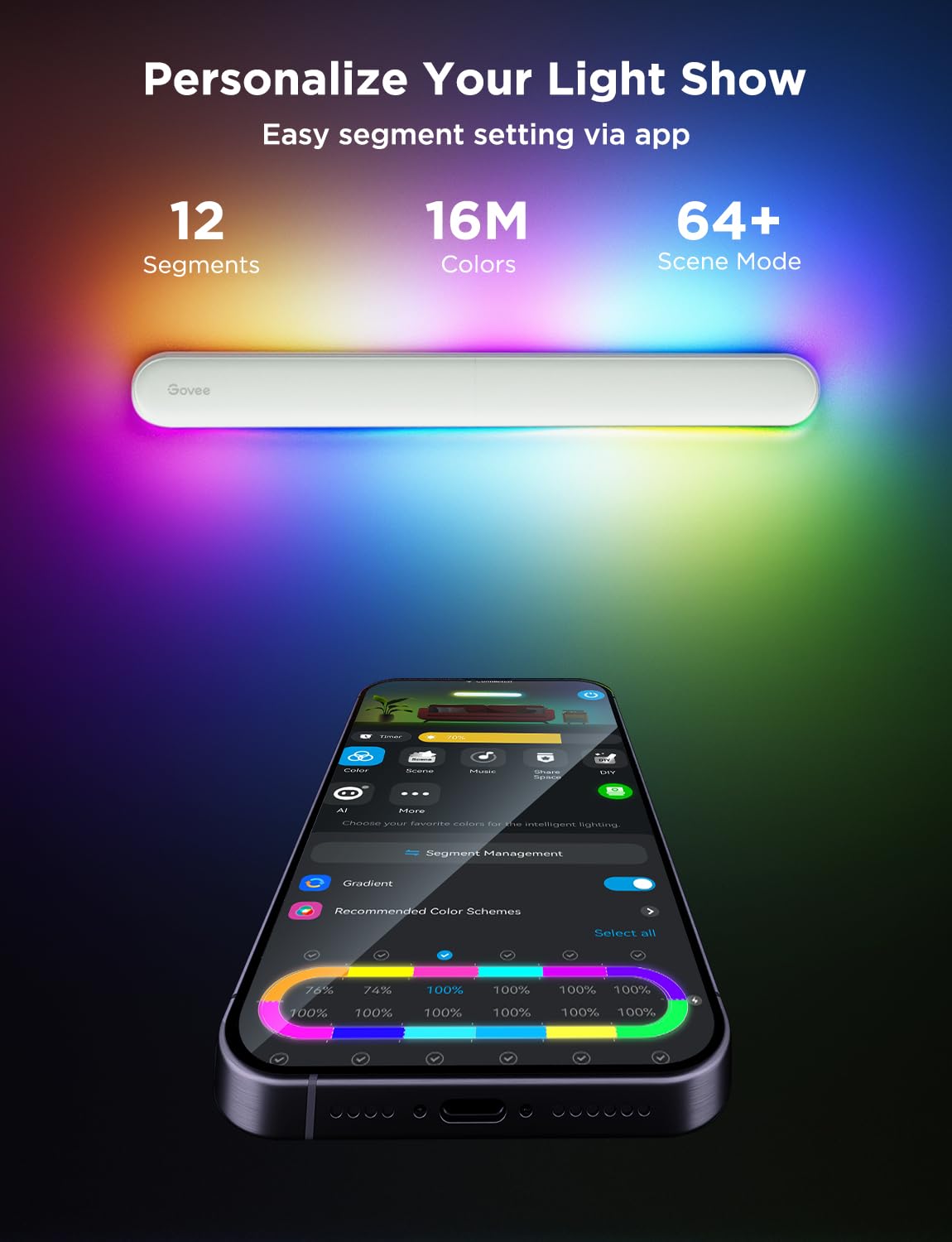 Govee Wall Sconces Set Of Two, Rgbic Led Wall Lights, Works With Matter & Alexa, Music Sync, Plug In Wall Mount Light, Dimmable