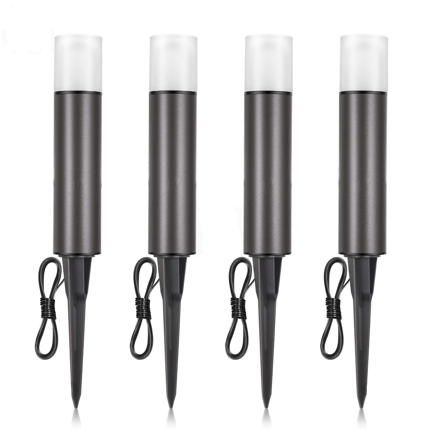 Gardenients Outdoor Landscape Lighting Low Voltage Garden Landscape Lights Pathway Lights Yard Lights Driveway Lights, Aluminum Construction Waterproof 12V 3W 3000K Warm-Yellow Light(4-Pack)