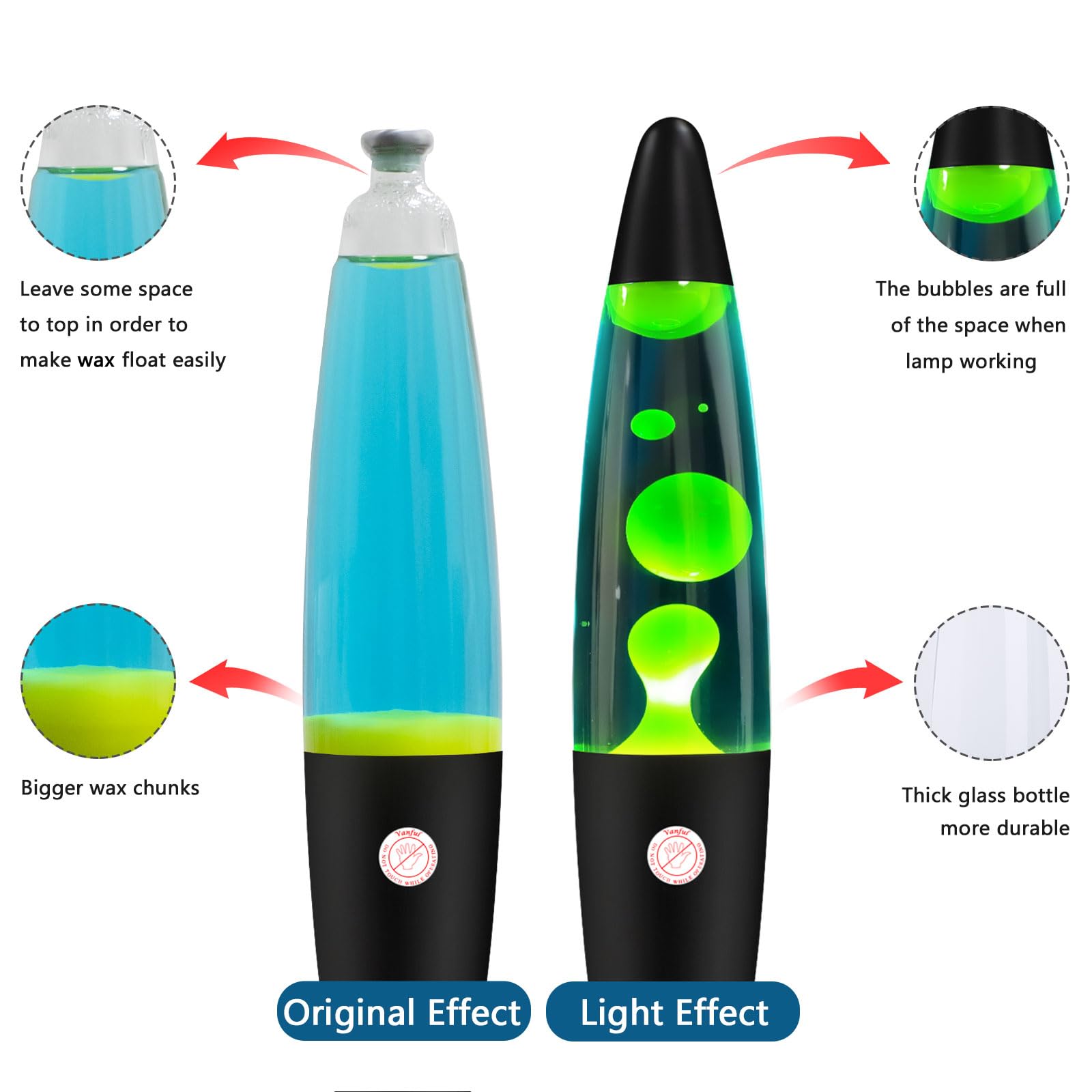 Vanful Green Magma Motion Lamp with Yellow Wax Flow in Blue Liquid for Kids Boys Girls Night Light for Home Room Office Decor Gl