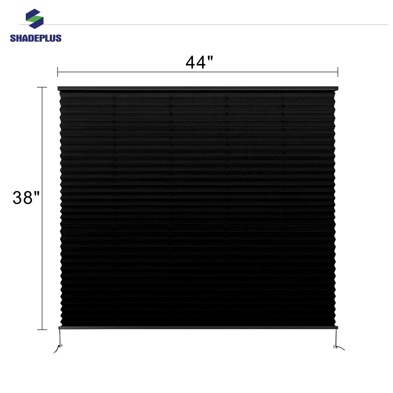 SHADEPLUS RV Pleated Window Shades, 44in W x 38in H, Black, Polyester Blend, Model NBZL-BLACK-44/38