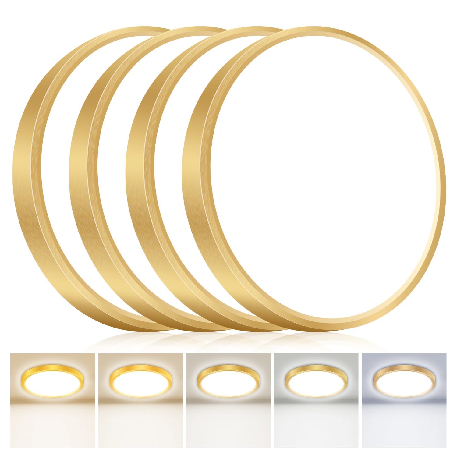 hepside 4PACK Flush Mount LED Ceiling Light Fixture 5CCT 7Inch 15W & 100W Equivalent Closet Light Fixture Small Round Slim Surface Ceiling Lamp for Hallway Bathroom Bedroom Kitchen Interior