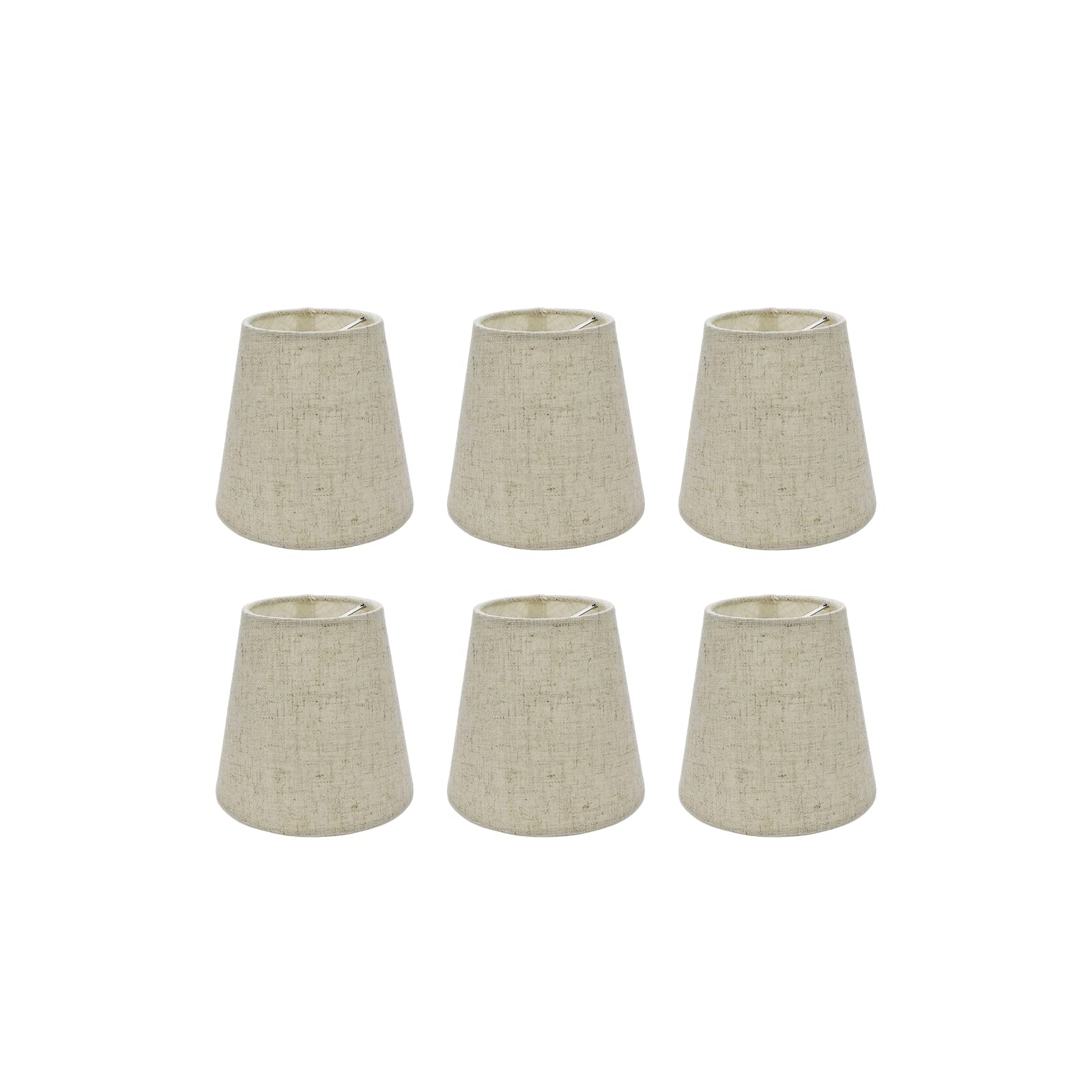 Tsnamay 6Pcs Handmade Chandelier Shades,Linen Clip On Chandelier Lamp Shades,Small Lamp Shades Set Of 6 For Chandelier Lampshade,Cross Linen