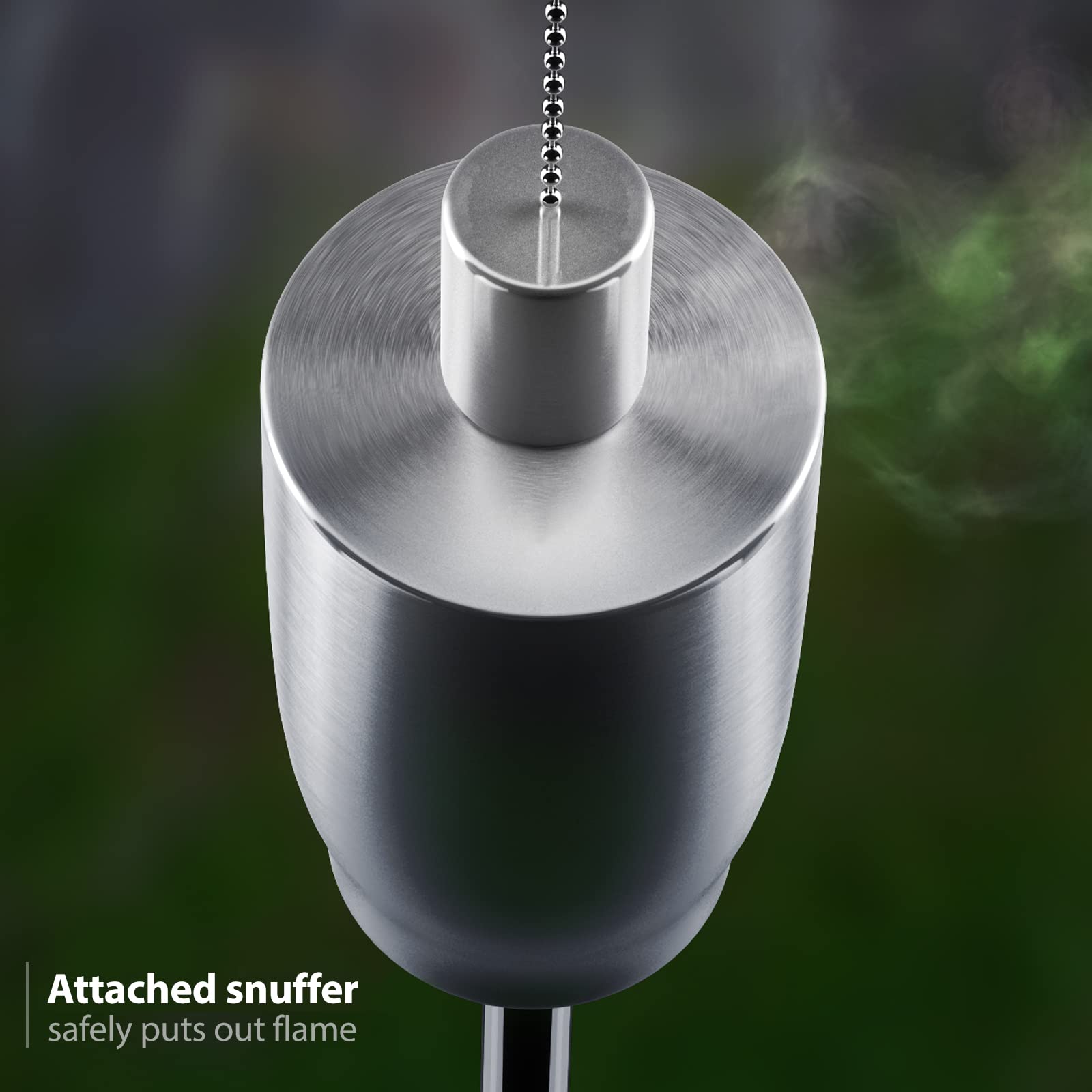 Matney Stainless Steel Outdoor Torches - 5 Ft Tall - Decorative Garden & Yard Lights - Oil Lamp For Citronella - Fiberglass Wick & Snuffer Cap - Set Of 2 (Cylinder)