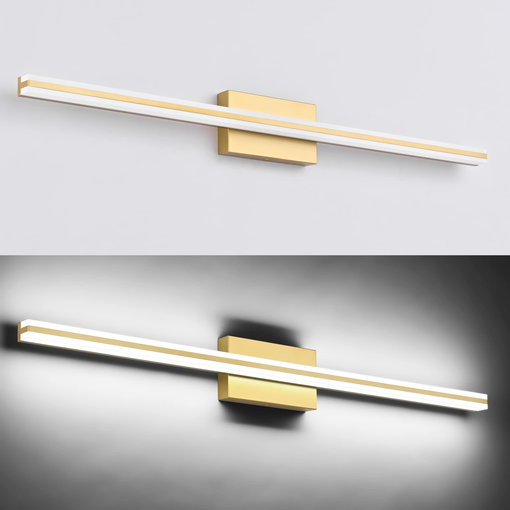SOLFART Dimmable LED Vanity Light Fixtures 40Inch Aluminum Golden Over Mirror